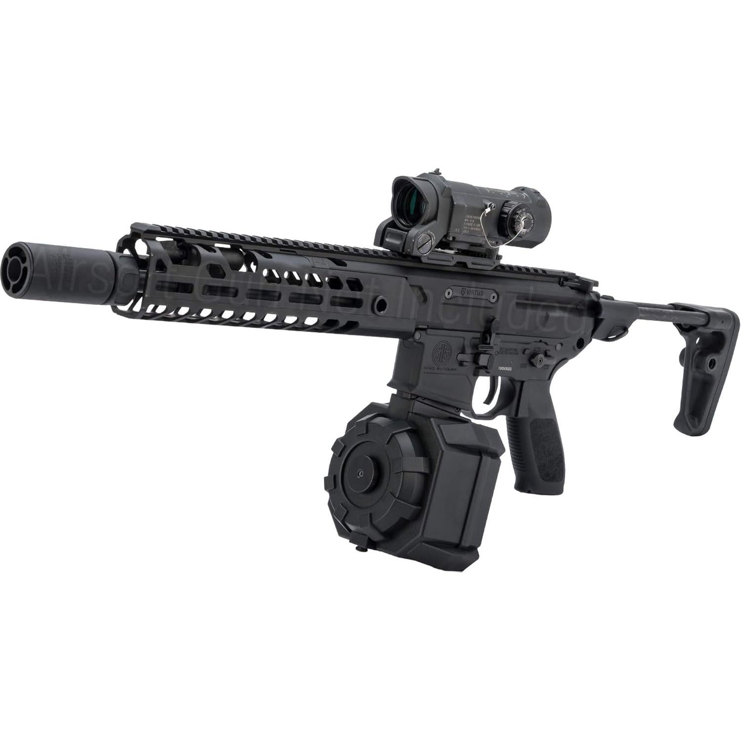 Cargador Drum Airsoft Evike 2000 Rondas Firestorm Negro