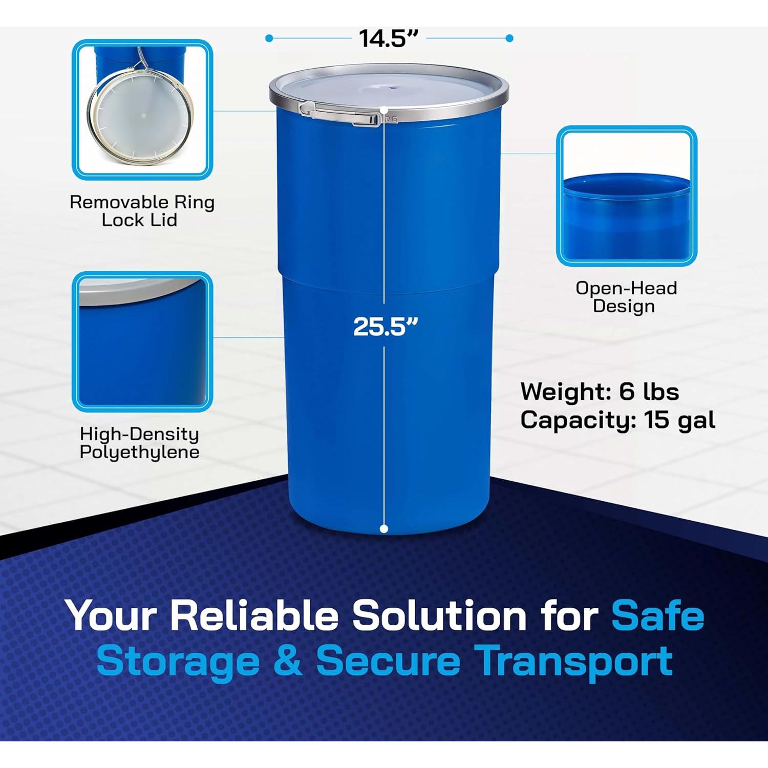 Tambor de Plástico HDPE 15 Galones Contenedores Aire Marítimo