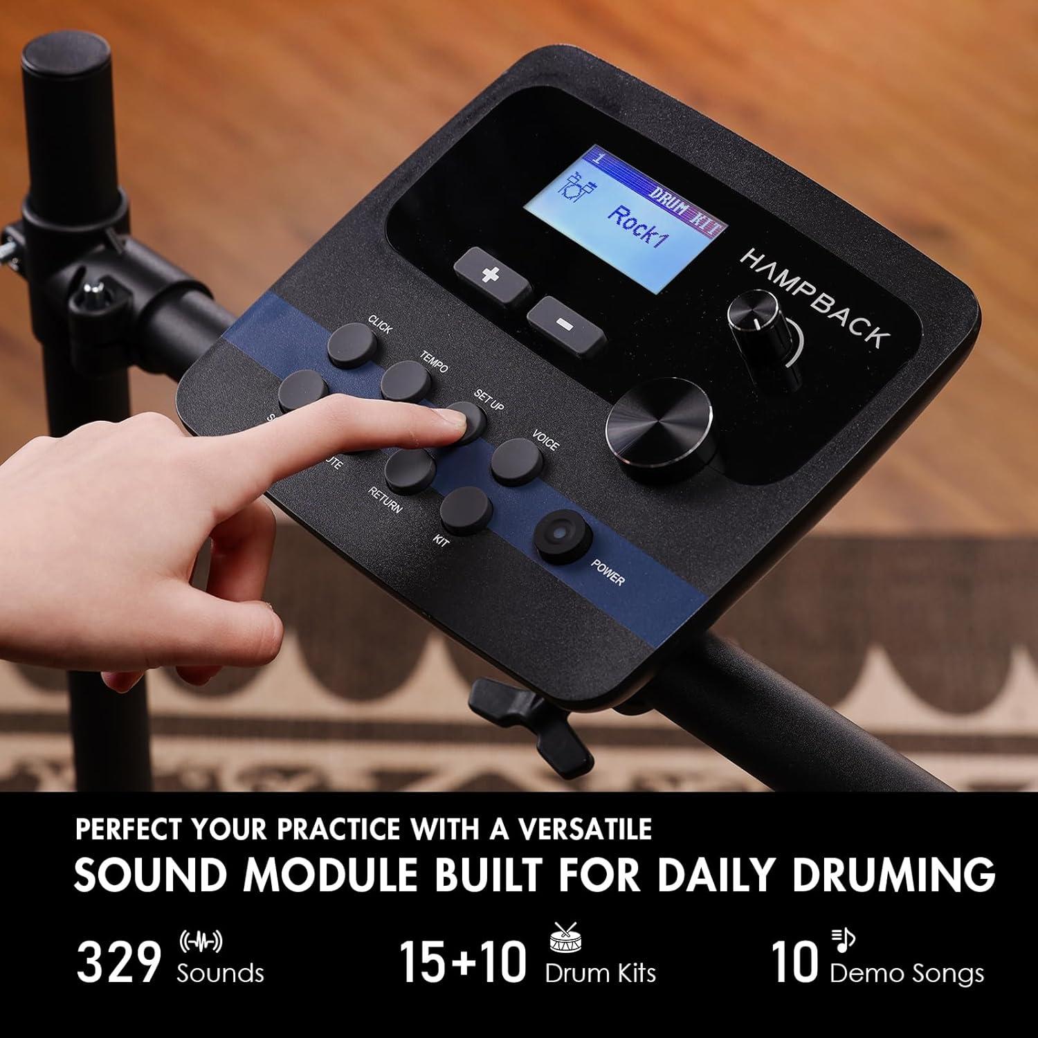 Batería Eléctrica HAMPBACK ACE-301 con Pads de Malla Silenciosos