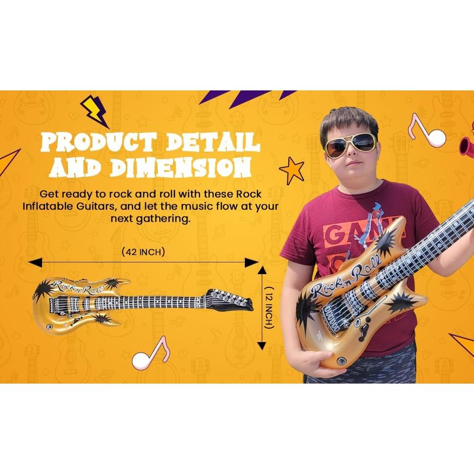 Guitarras Inflables de Rock Zugar Land 106.68 cm Oro y Plata