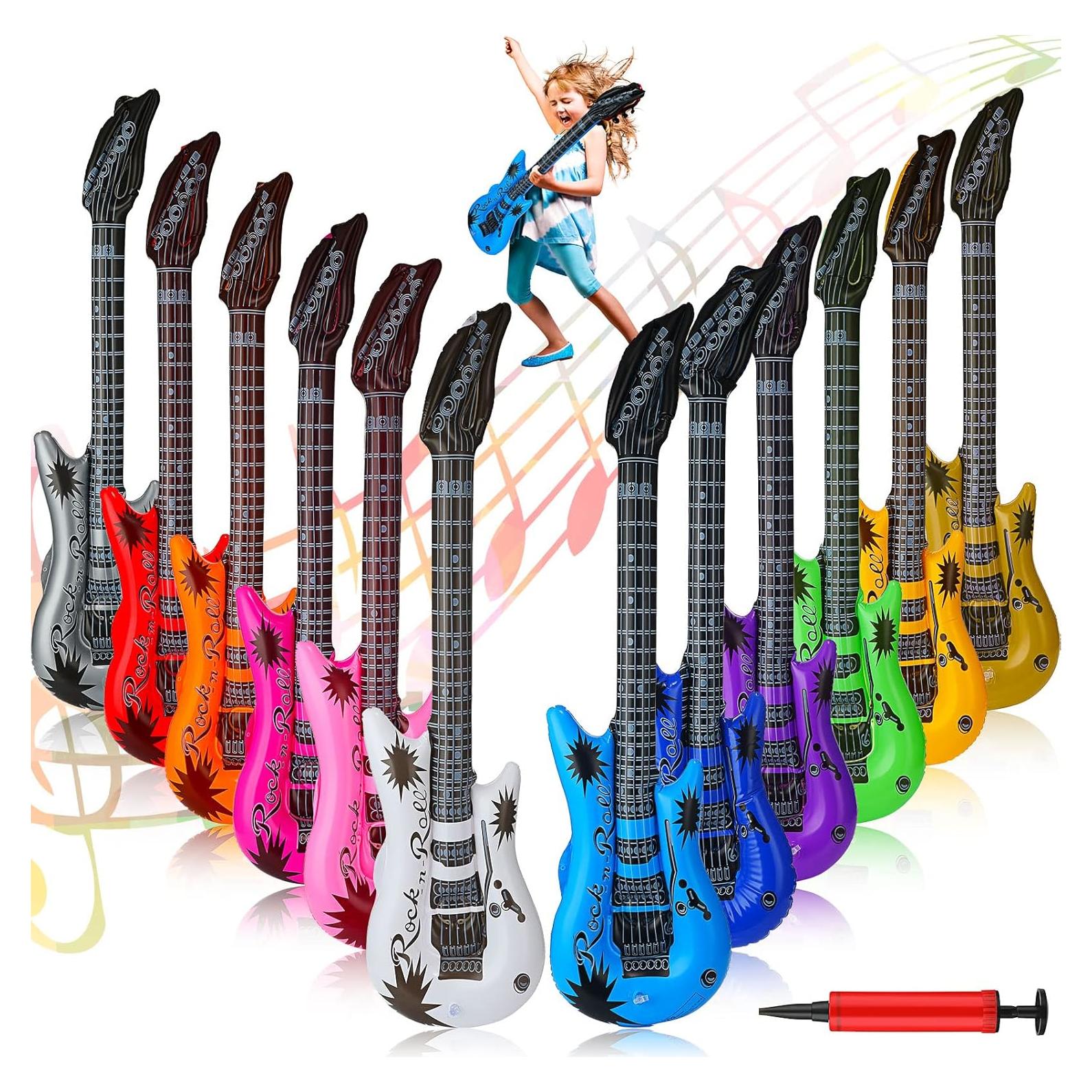 Guitarras Inflables Tatuo 12 Piezas 91.44 cm Colores Asortidos