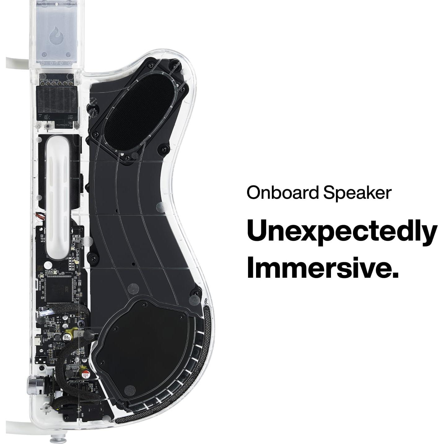 LAVA GENIE Stringless Smart Guitar, No Strings Attached, Hundreds of Instrument Presets, Onboard Speaker, Foldable, Detachable, Black, 30.5 inch.