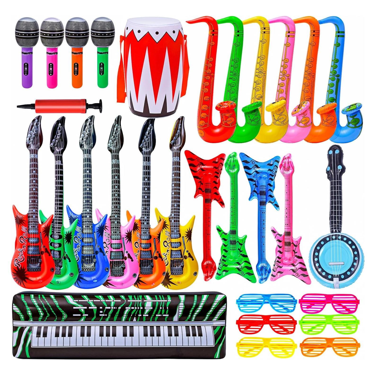 Max Fun 30 PCS Juguetes Inflables Rock Star Fiesta 80s 90s