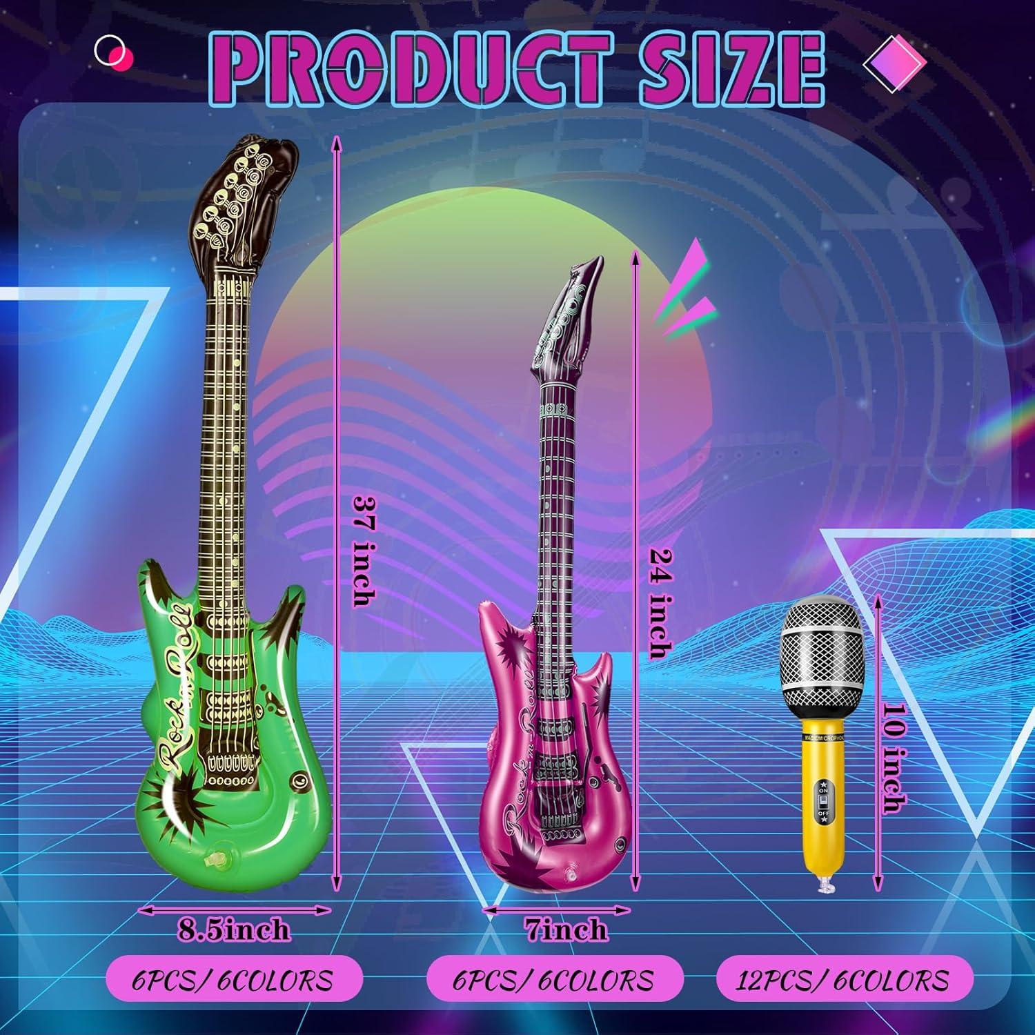 Set 24 Pcs Juguetes Inflables Tradder Fiesta Musical 80s 90s