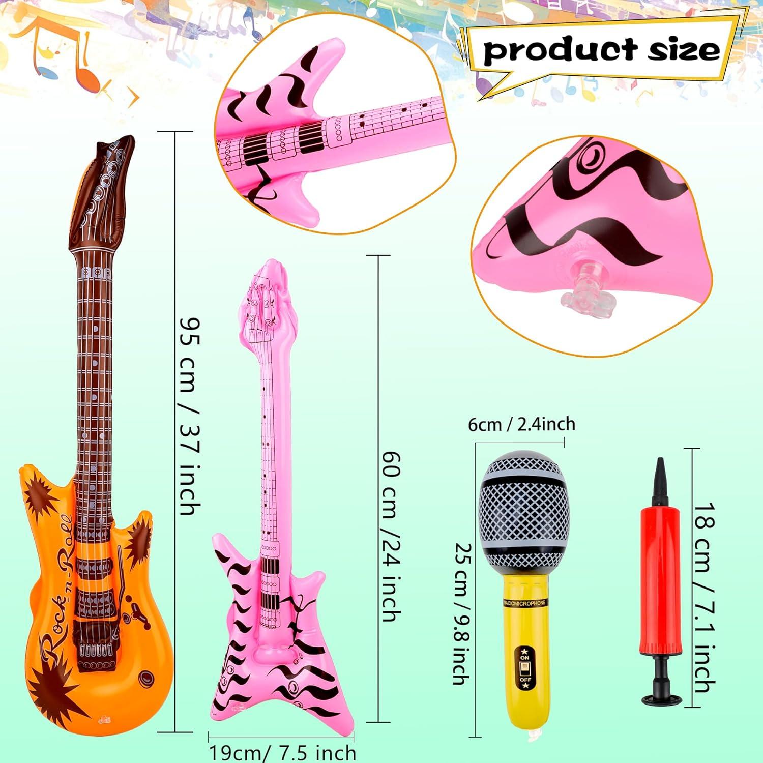 Paquete de 50 Juguetes Inflables Rock Star - Guitarras y Micrófonos