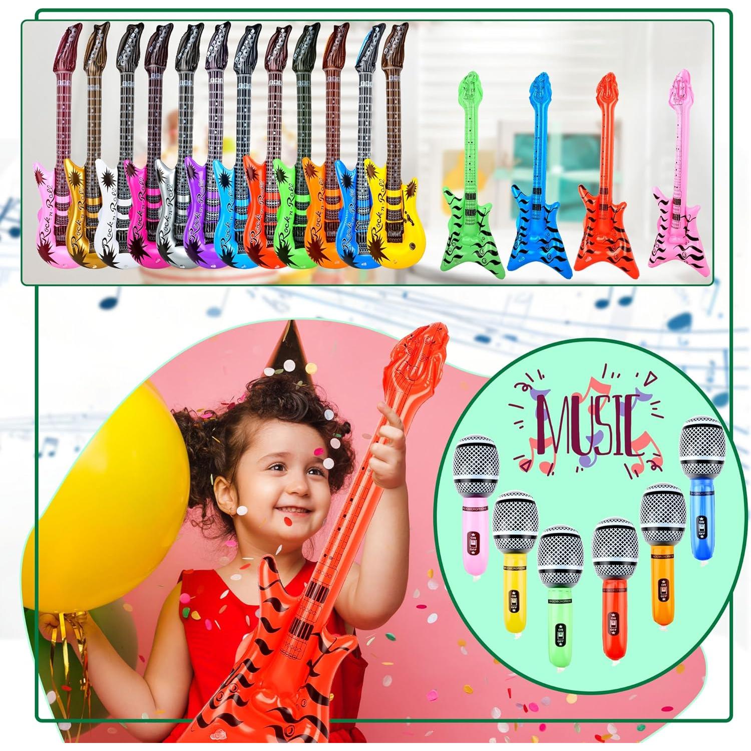 Paquete de 50 Juguetes Inflables Rock Star - Guitarras y Micrófonos