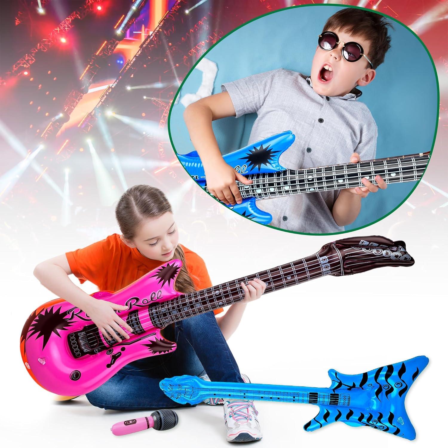 Paquete de 50 Juguetes Inflables Rock Star - Guitarras y Micrófonos