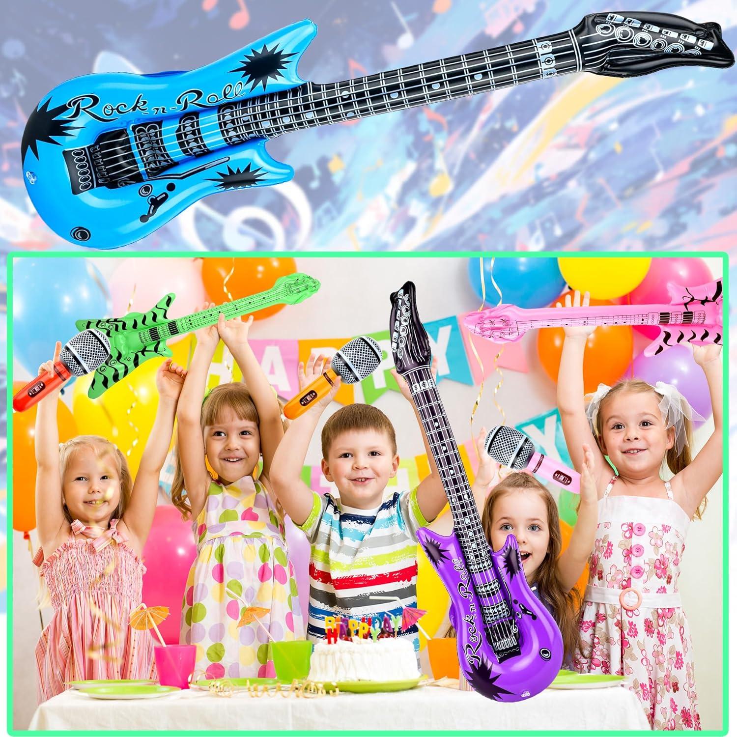 Paquete de 50 Juguetes Inflables Rock Star - Guitarras y Micrófonos