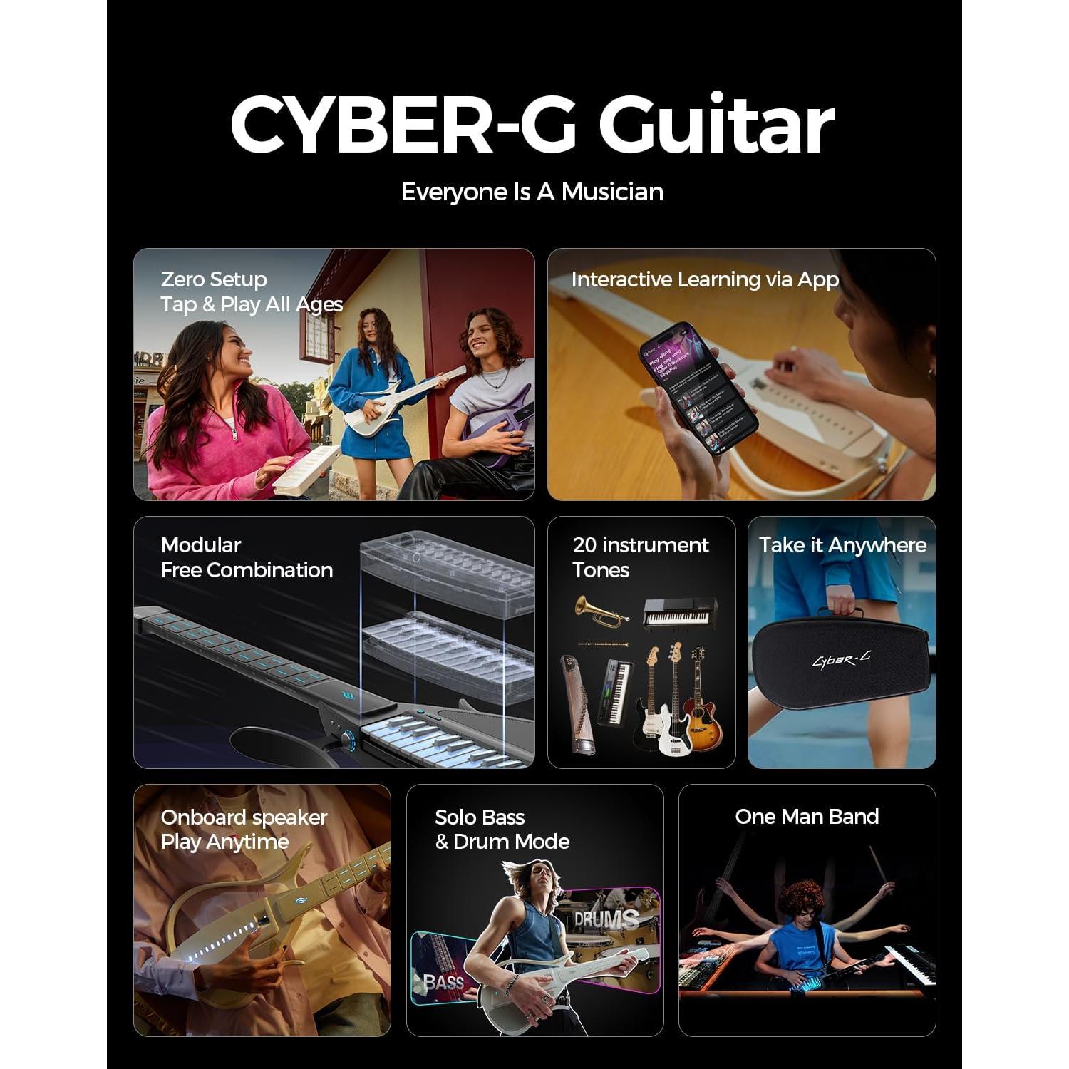 Guitarra Inteligente Enya CYBER-G Plegable 20 Sonidos Negro