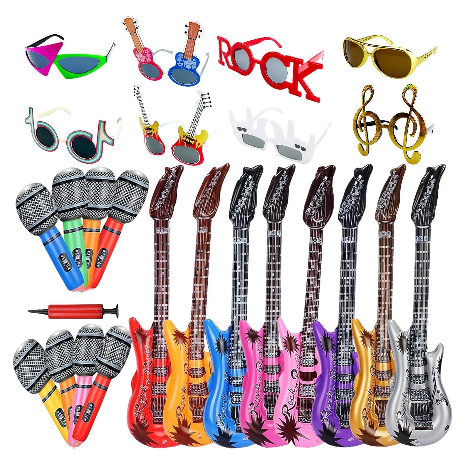 Conjunto de Fiesta Rock Star - Gafas, Guitarras y Micrófonos Inflables