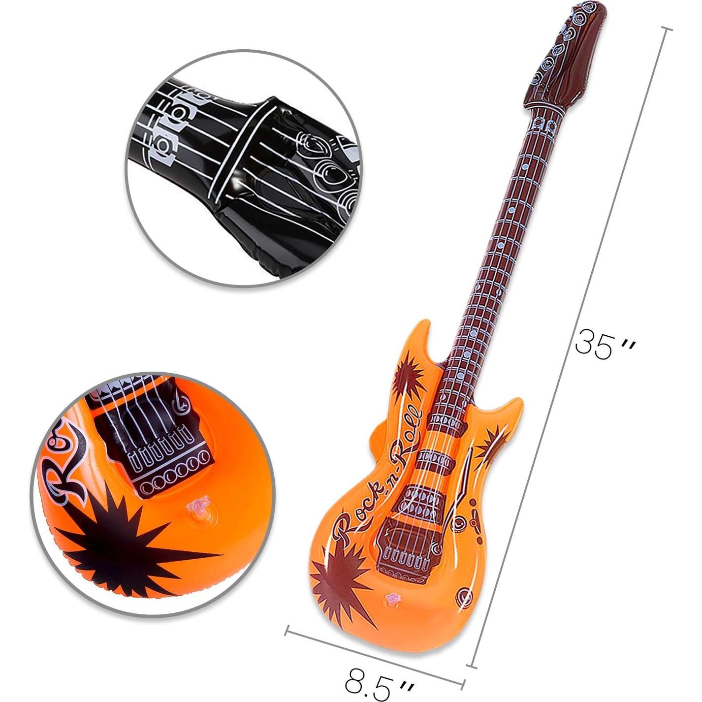 12 Guitarras Inflables de Colores Novelty Place 89cm para Fiesta