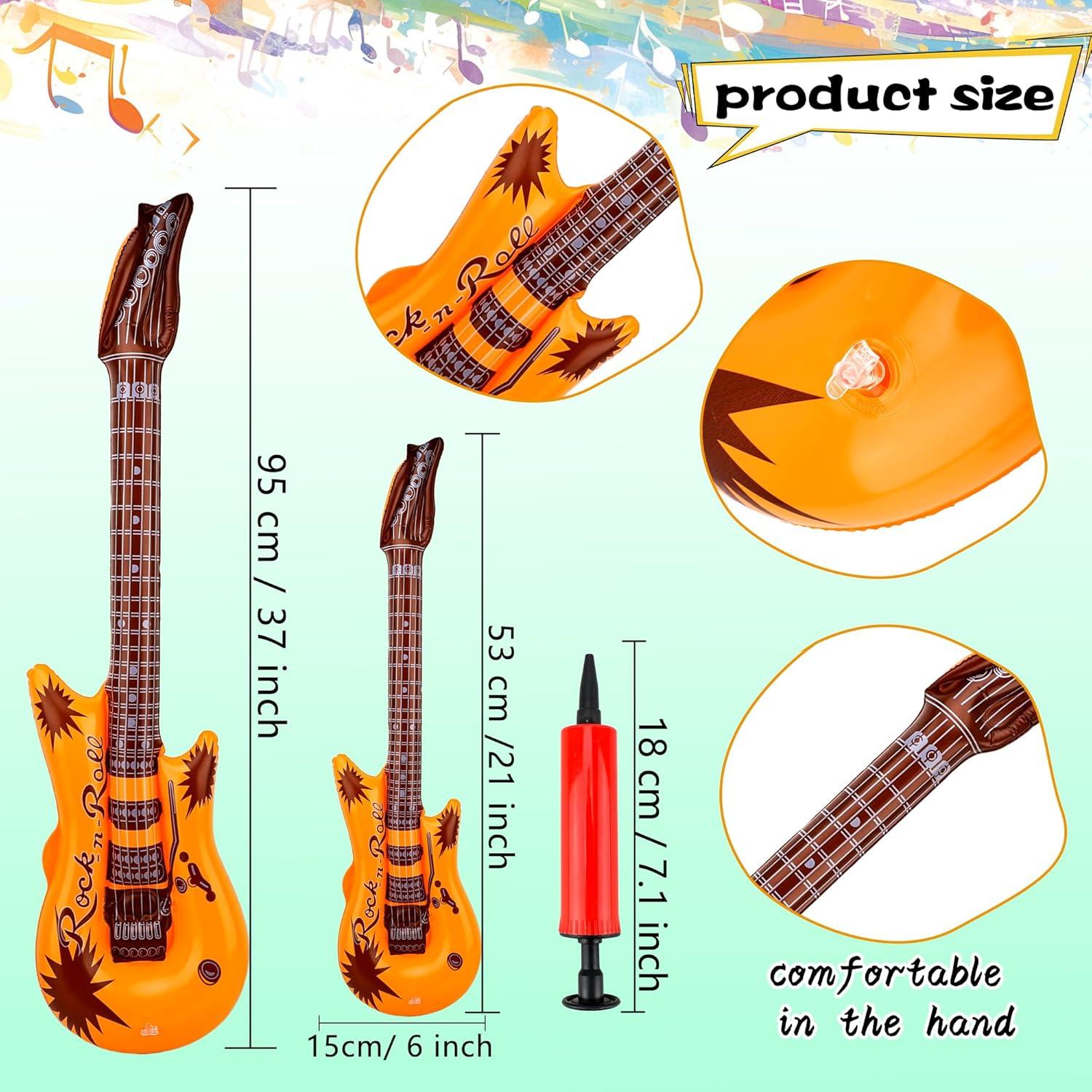 42 Guitarras Inflables Multicolor 95 cm y 55 cm con Bombas