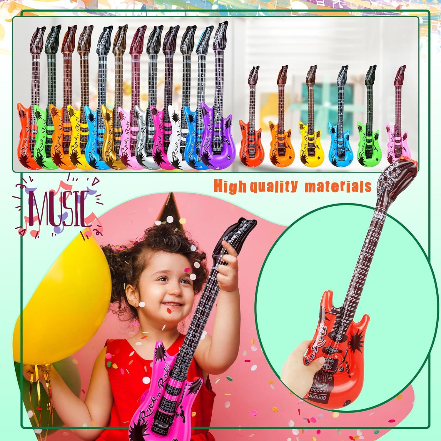 42 Guitarras Inflables Multicolor 95 cm y 55 cm con Bombas
