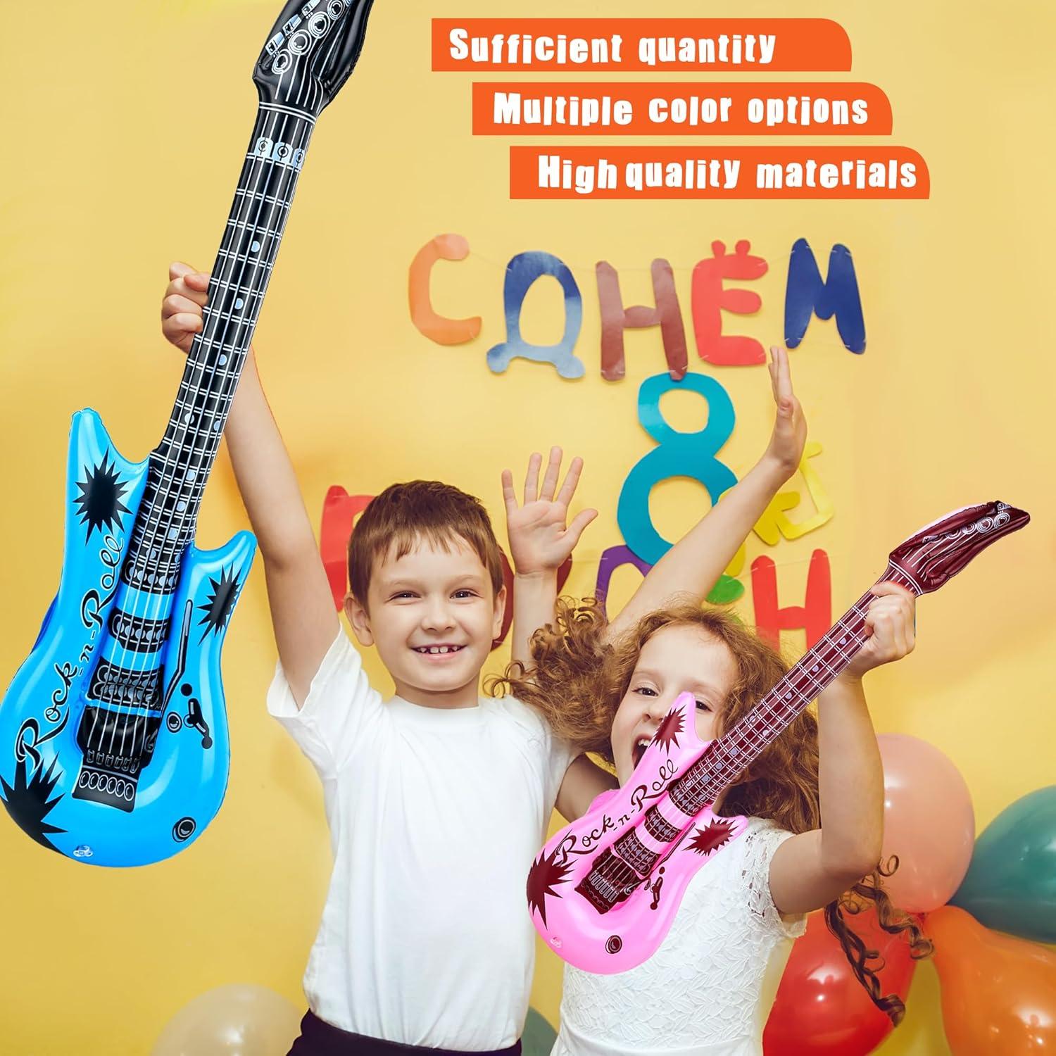 42 Guitarras Inflables Multicolor 95 cm y 55 cm con Bombas