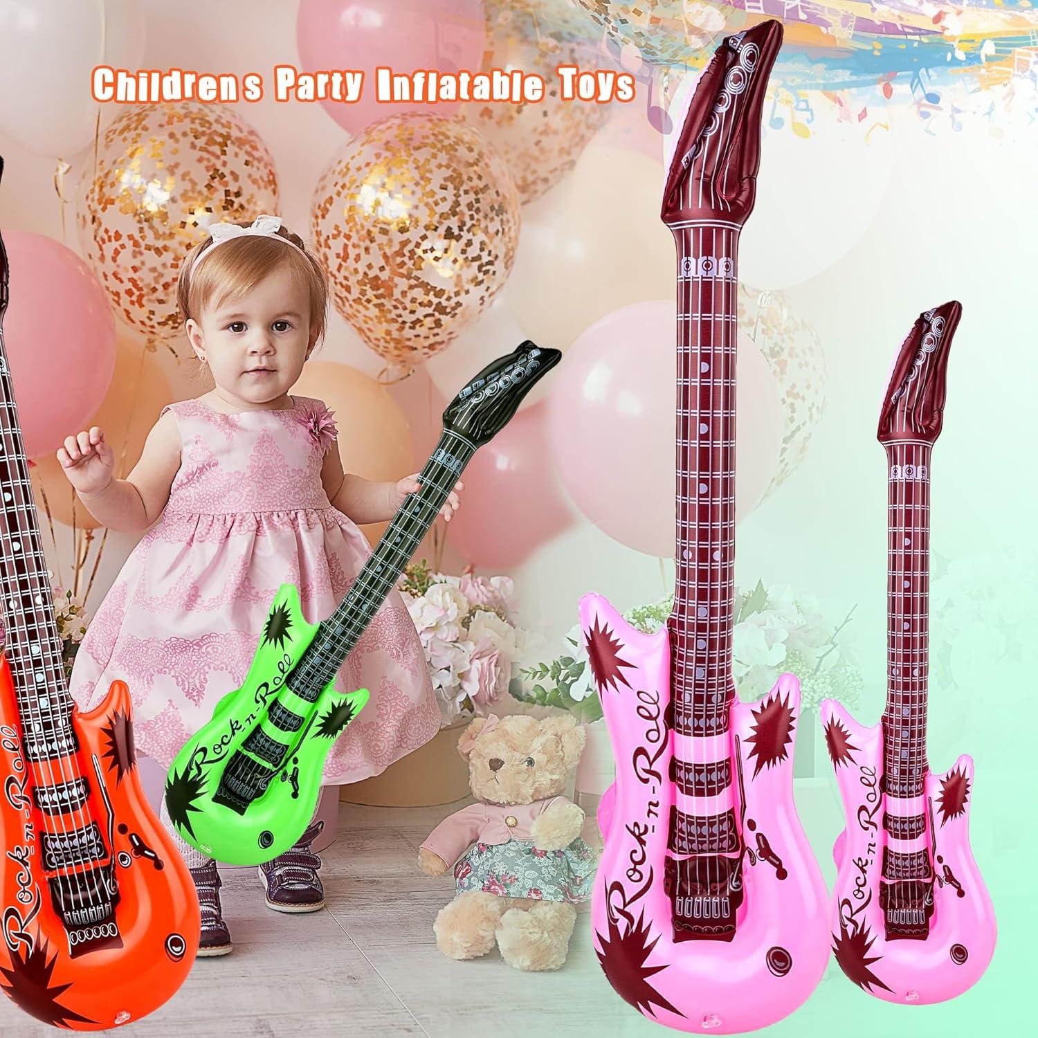 42 Guitarras Inflables Multicolor 95 cm y 55 cm con Bombas