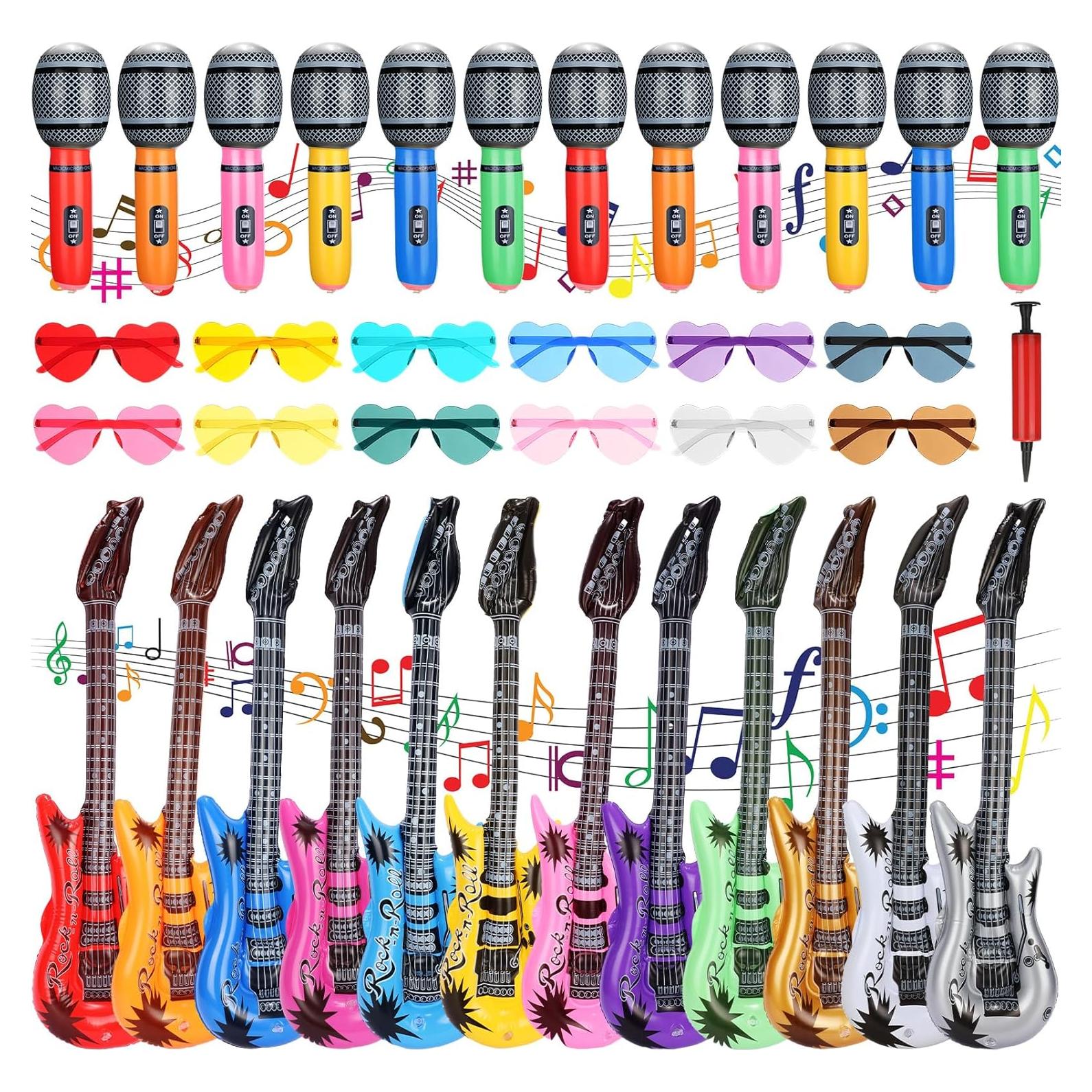 Juego Inflable Musical 36 Pcs Chitidr - Guitarras, Micrófonos y Gafas