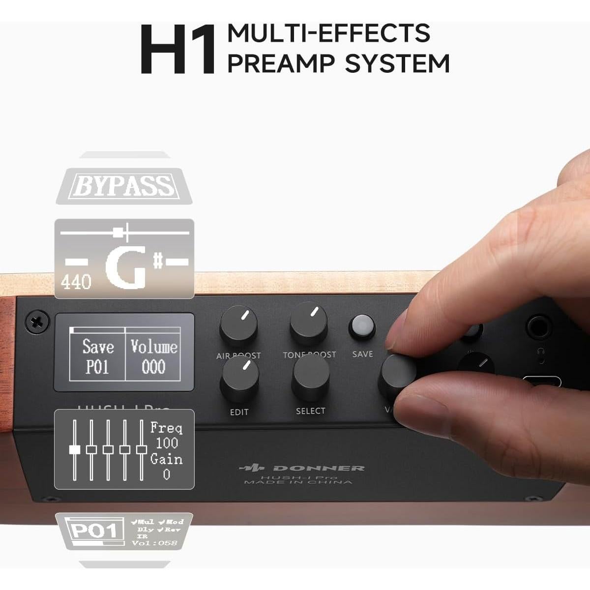 Guitarra Acústica Eléctrica Donner HUSH I PRO 6 Cuerdas