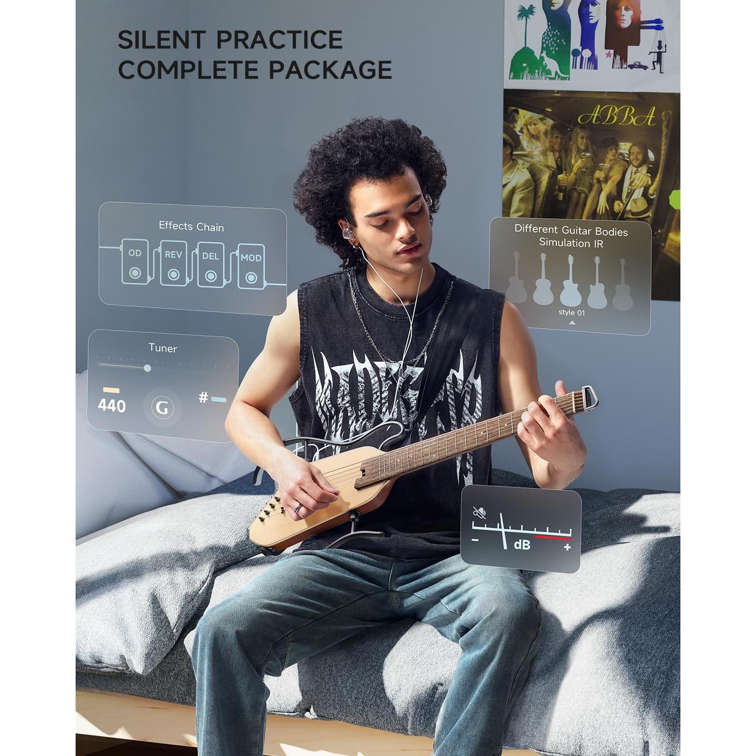 Guitarra Acústica Eléctrica Donner HUSH I PRO 6 Cuerdas