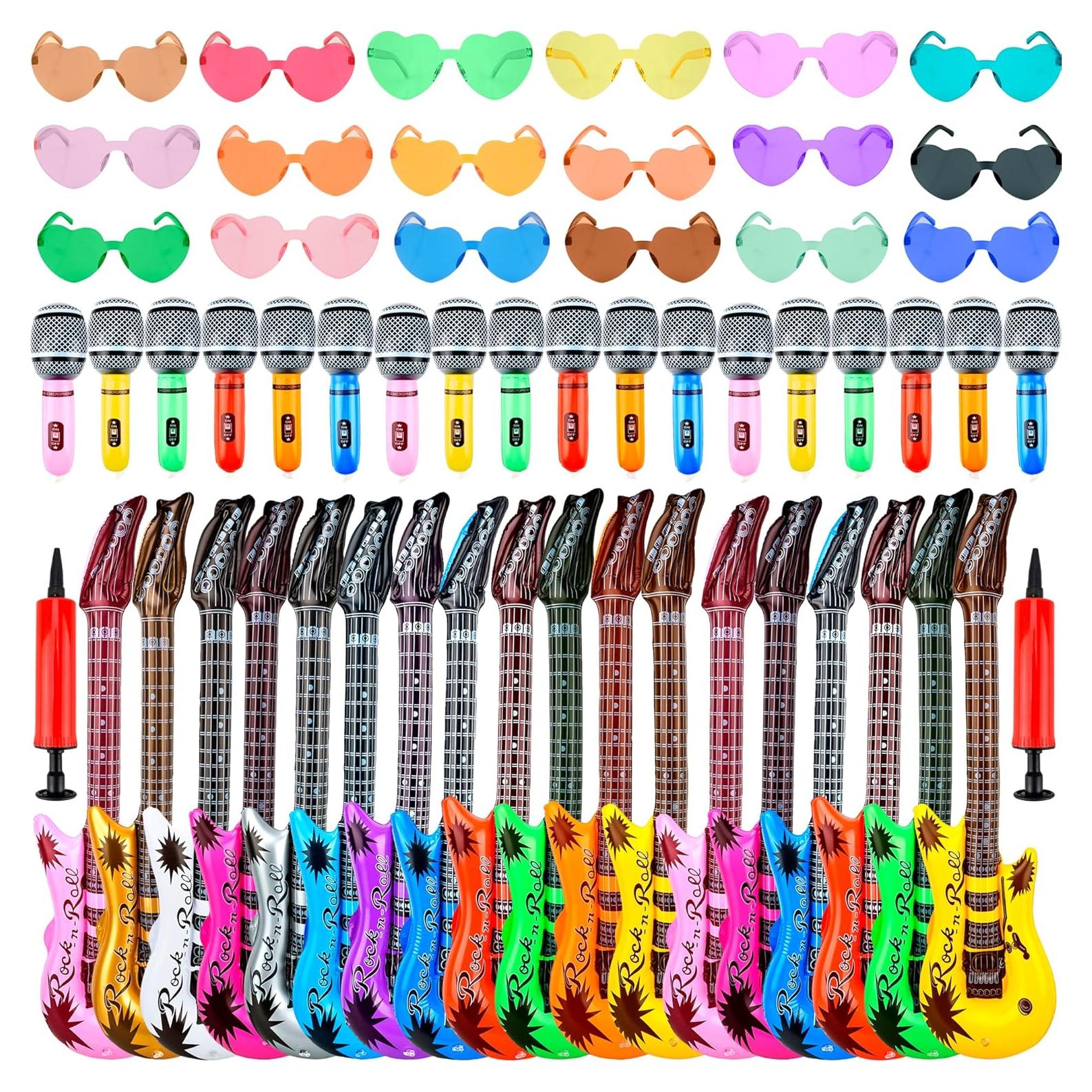 Juego de Juguetes Inflables Rock Star 56 Pcs - Guitarras, Micrófonos y Gafas