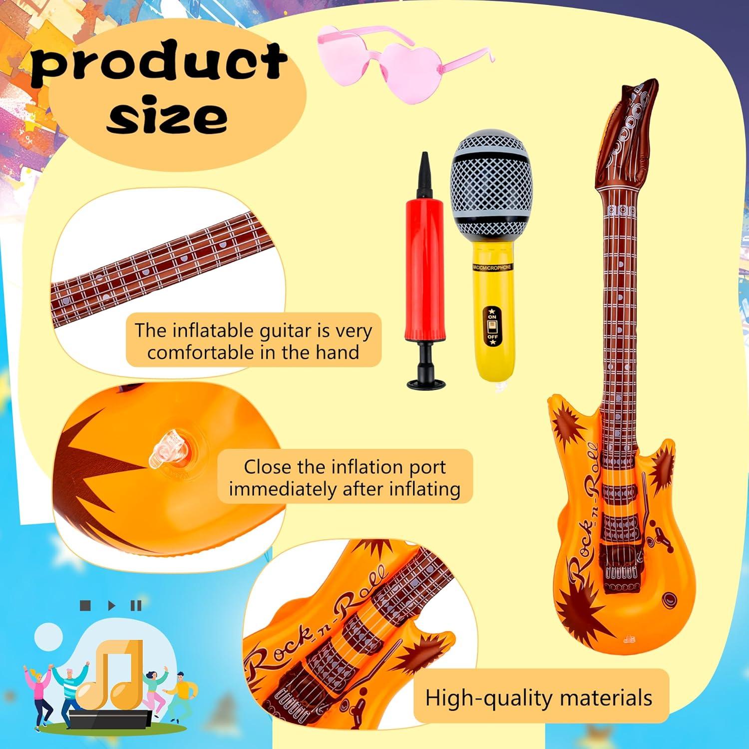 Juego de Juguetes Inflables Rock Star 56 Pcs - Guitarras, Micrófonos y Gafas