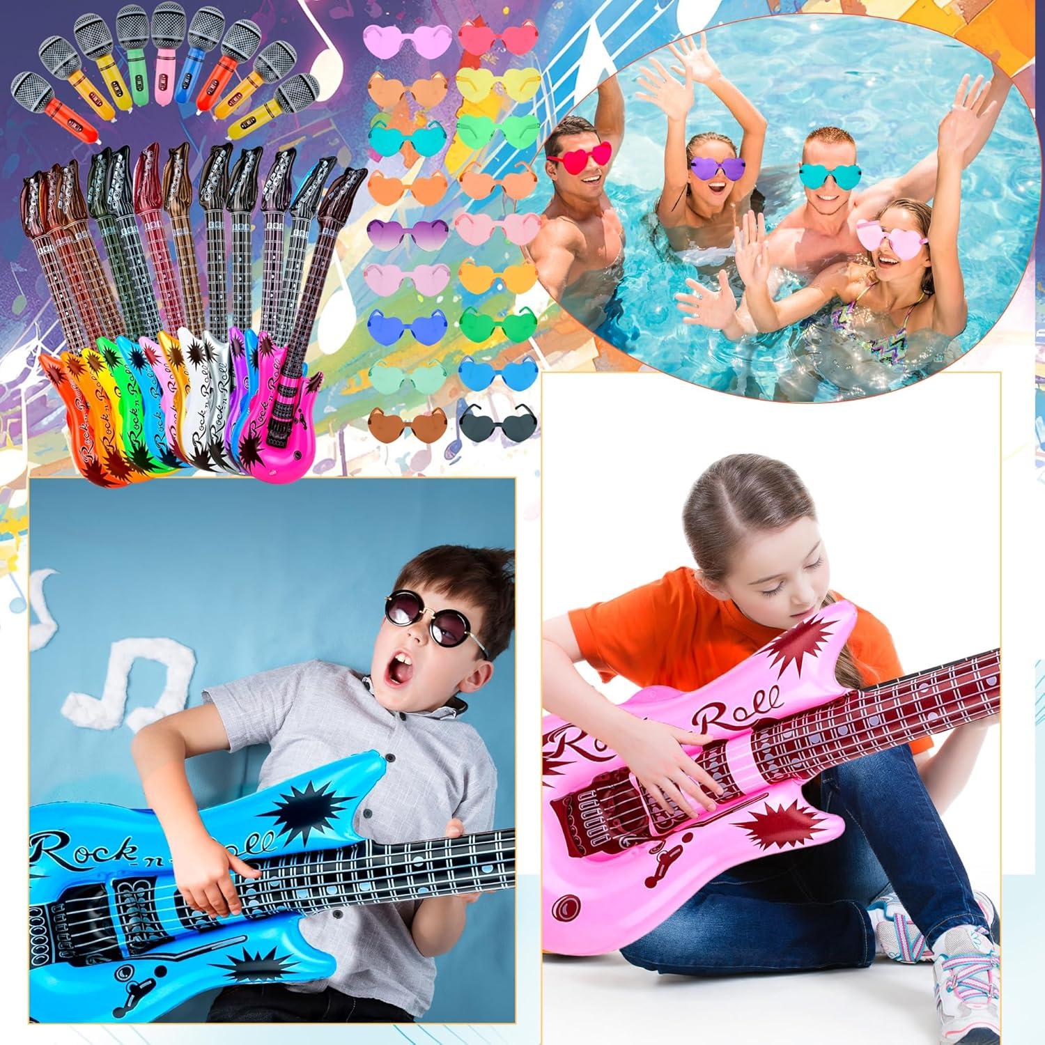 Juego de Juguetes Inflables Rock Star 56 Pcs - Guitarras, Micrófonos y Gafas