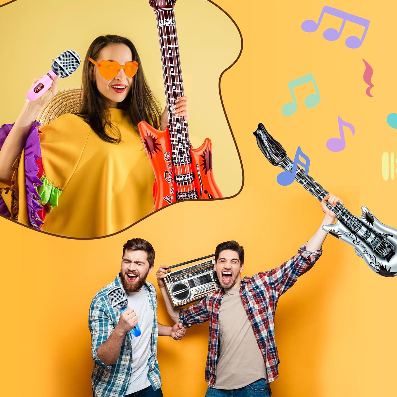 Juego de Juguetes Inflables Rock Star 56 Pcs - Guitarras, Micrófonos y Gafas