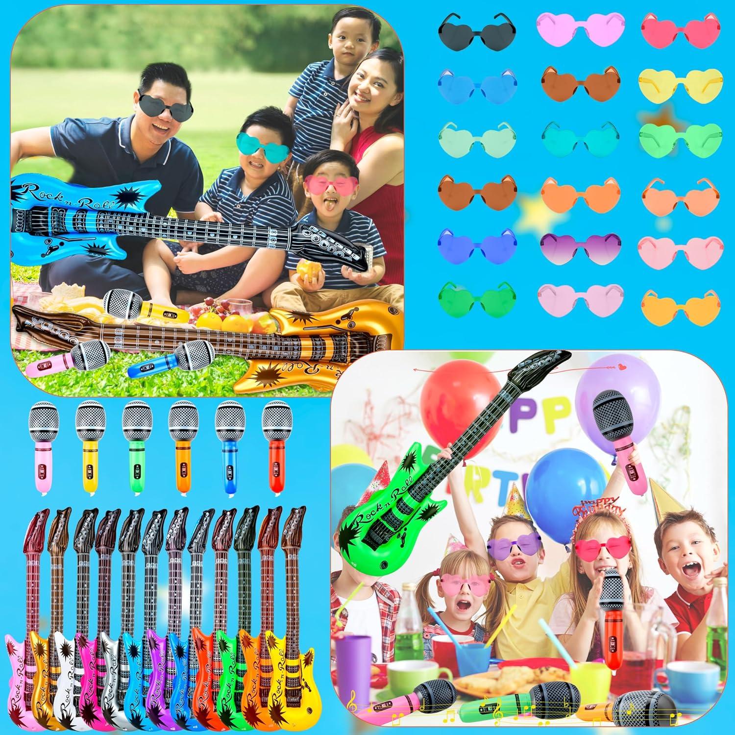 Juego de Juguetes Inflables Rock Star 56 Pcs - Guitarras, Micrófonos y Gafas
