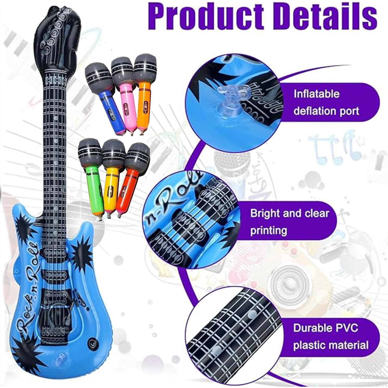 Juego de Juguetes Inflables Rockero 18 Piezas Jiangjia