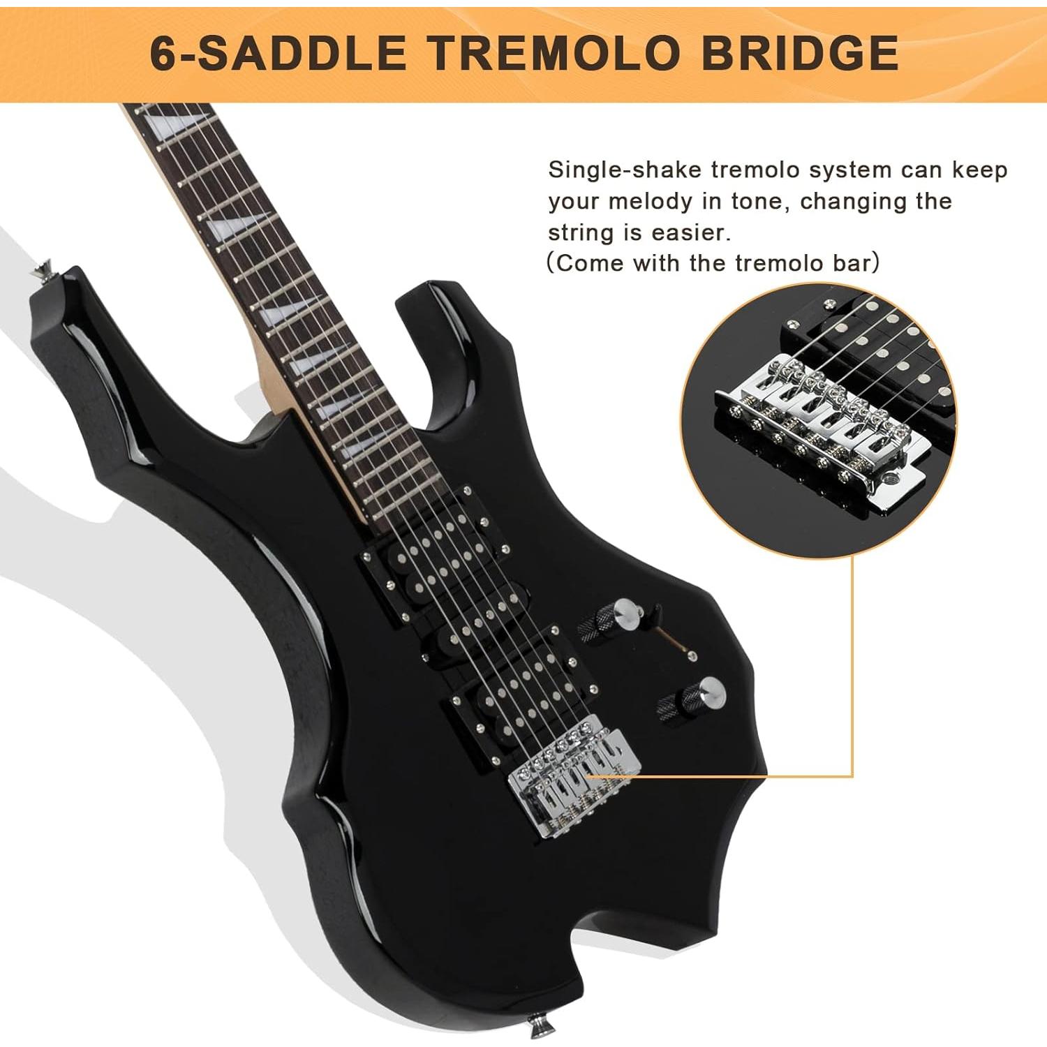 Guitarra Eléctrica Glarry Llama Ardiente 6 Cuerdas Negra