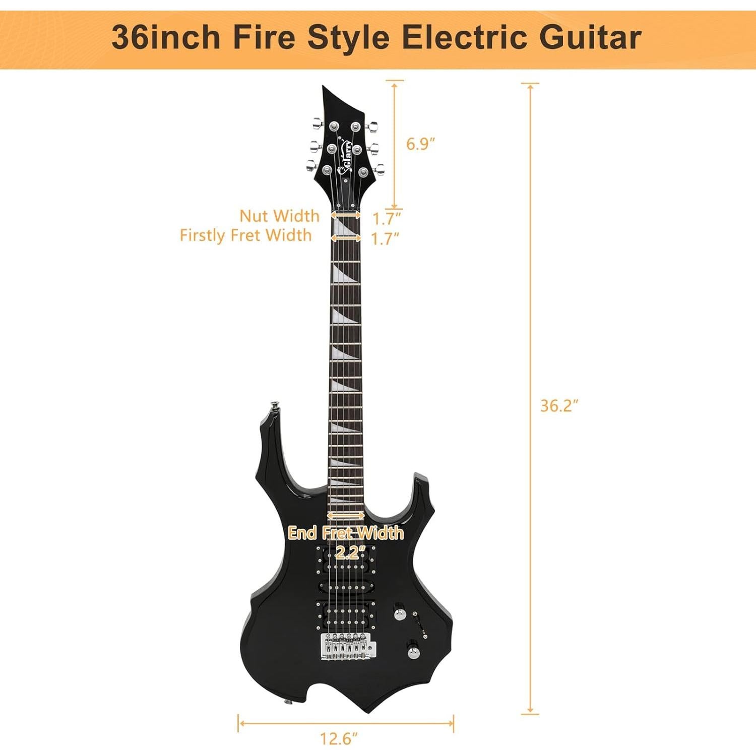 Guitarra Eléctrica Glarry Llama Ardiente 6 Cuerdas Negra