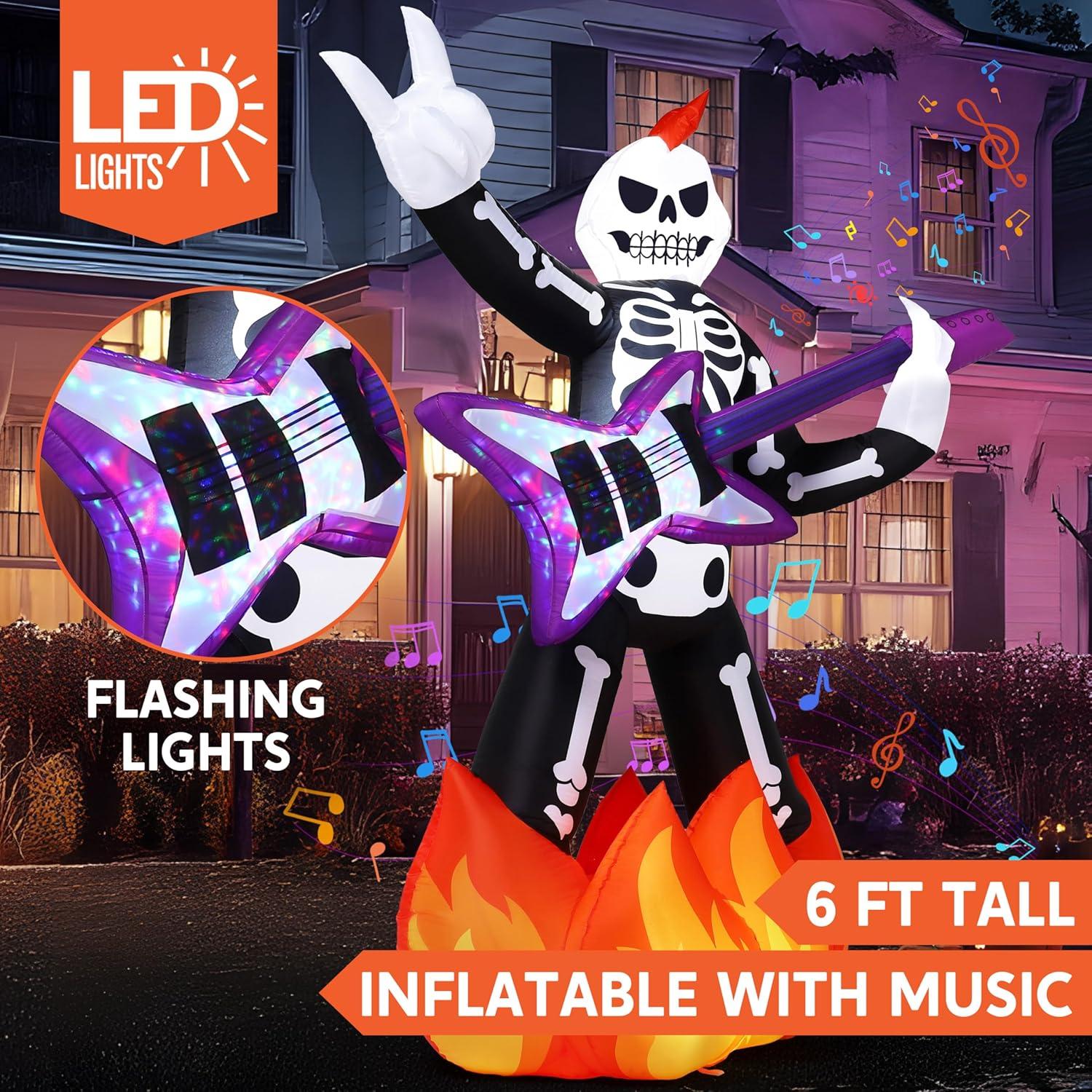 Esqueleto Inflable de Halloween JOYIN 1.83m con Música y LED