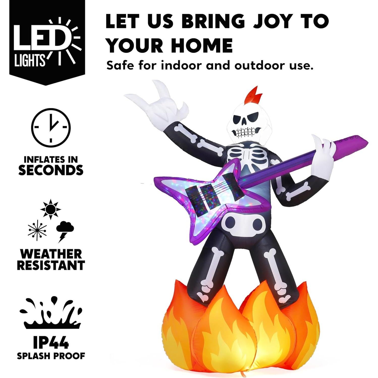 Esqueleto Inflable de Halloween JOYIN 1.83m con Música y LED