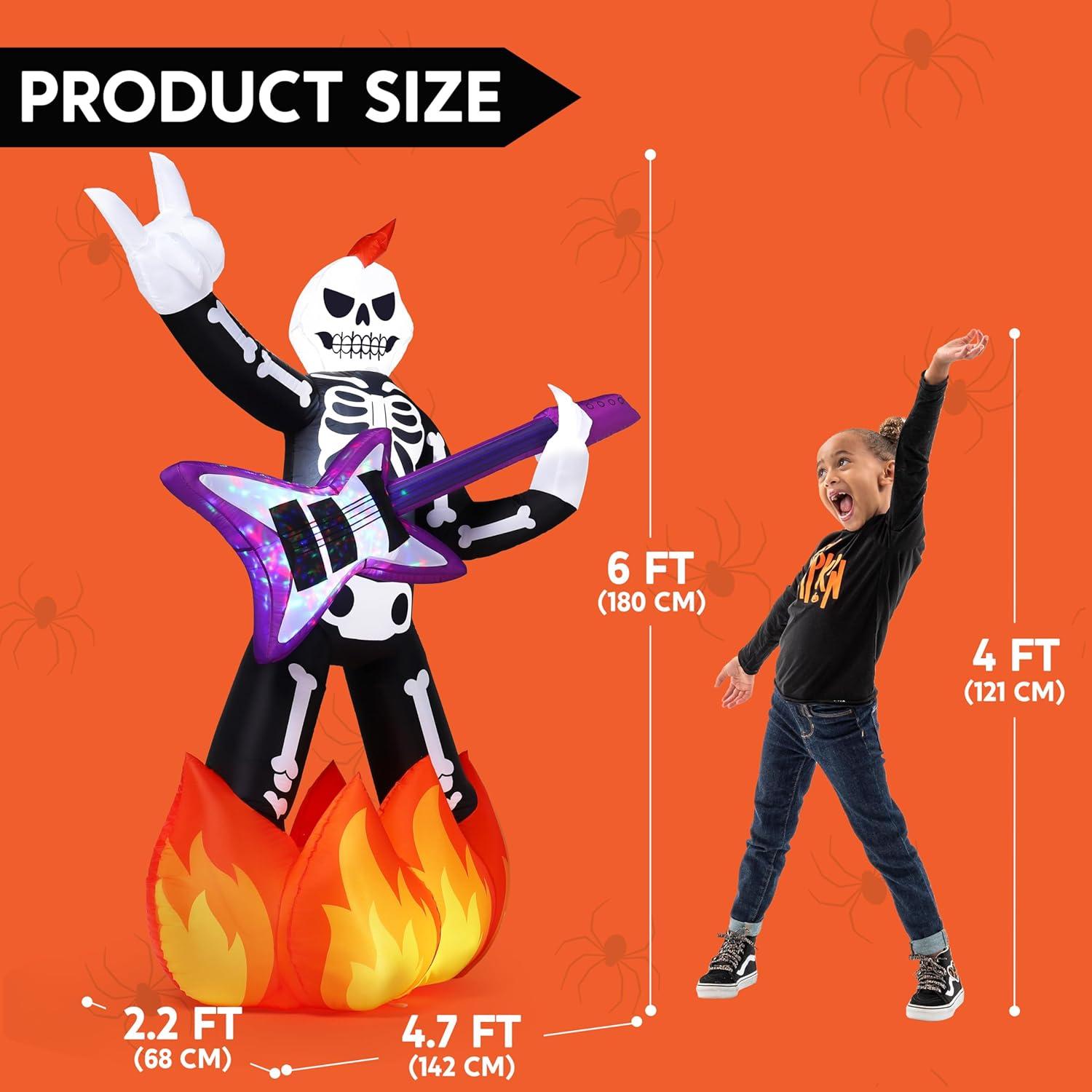 Esqueleto Inflable de Halloween JOYIN 1.83m con Música y LED