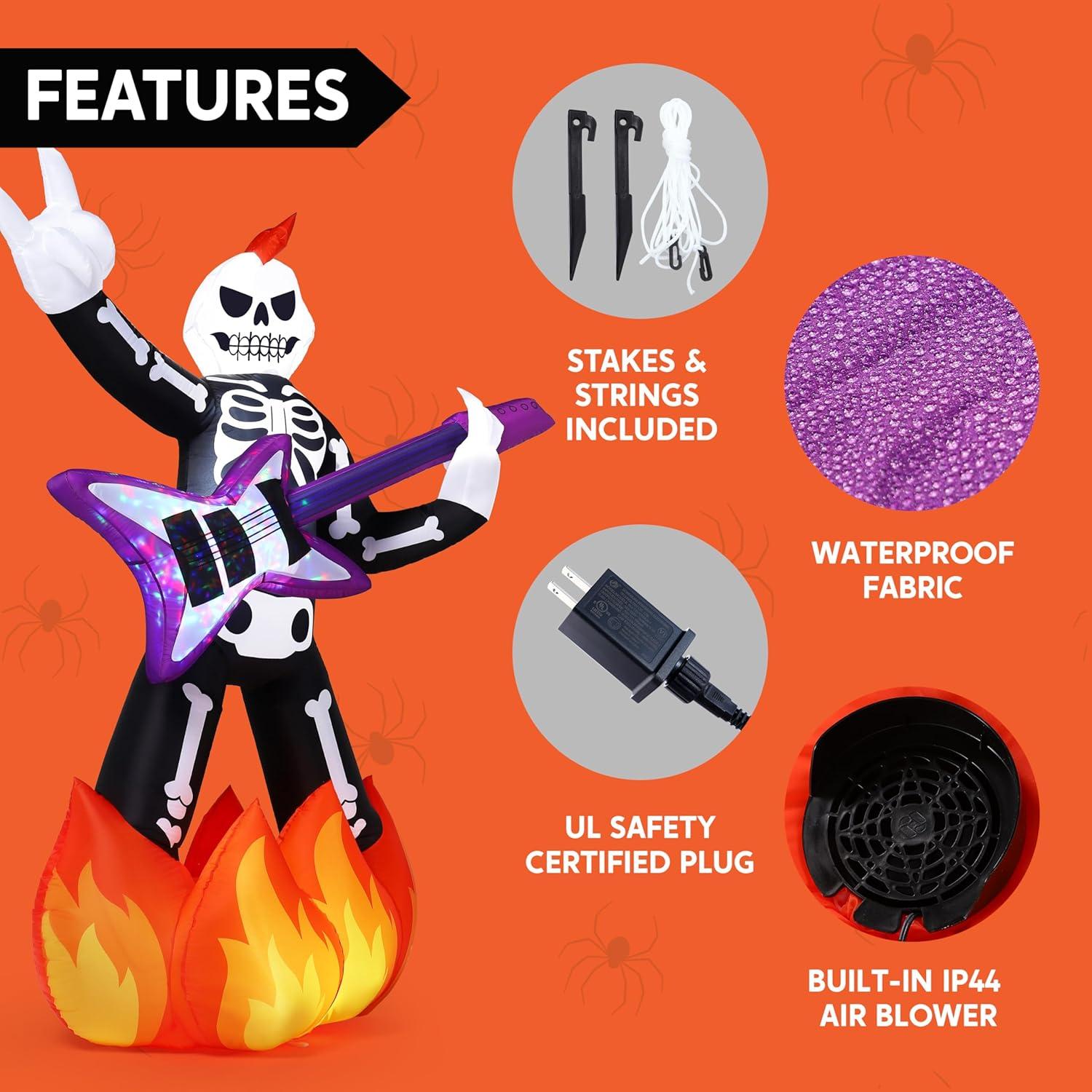 Esqueleto Inflable de Halloween JOYIN 1.83m con Música y LED