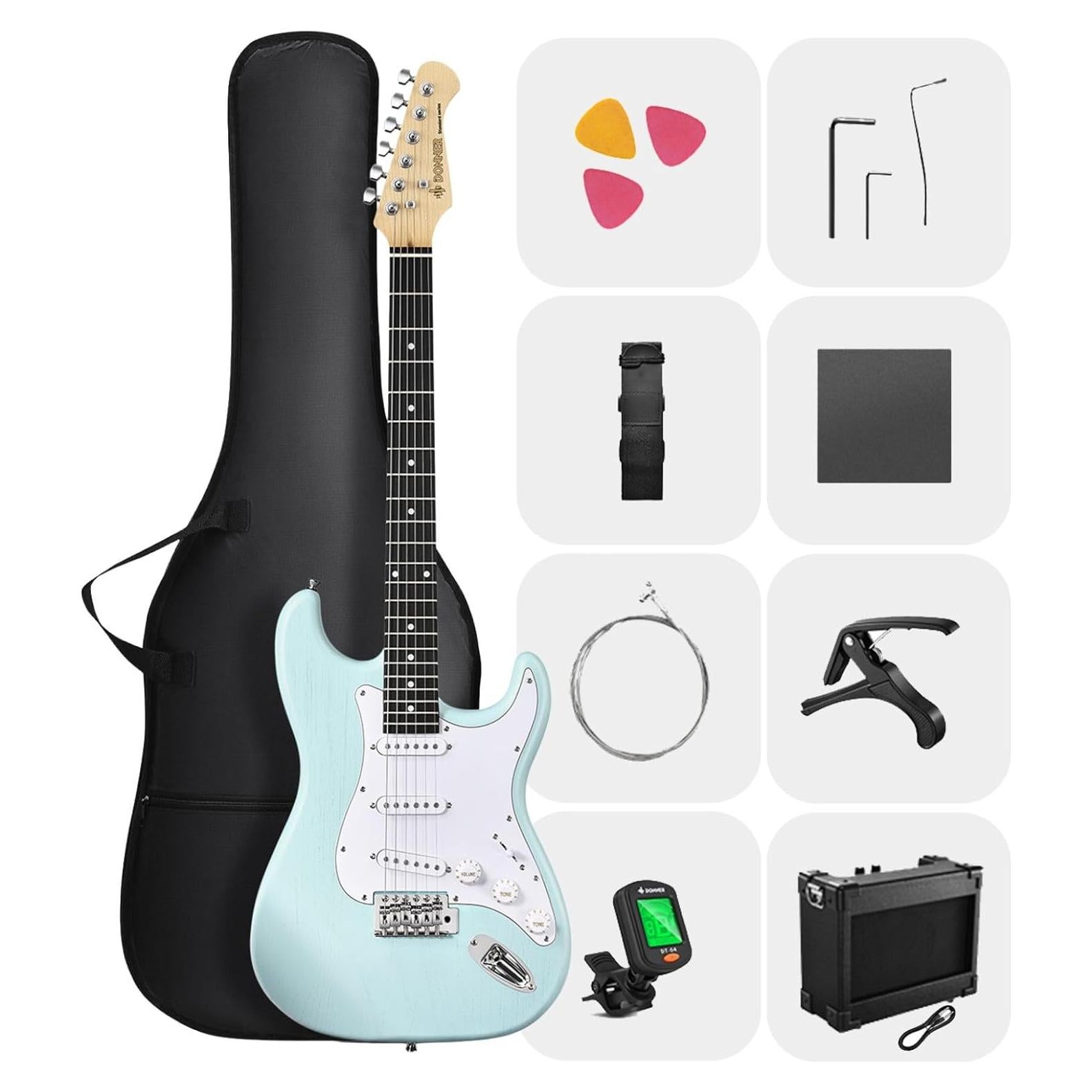Guitarra Eléctrica Donner DST-80 Verde Surf 39" Kit Completo