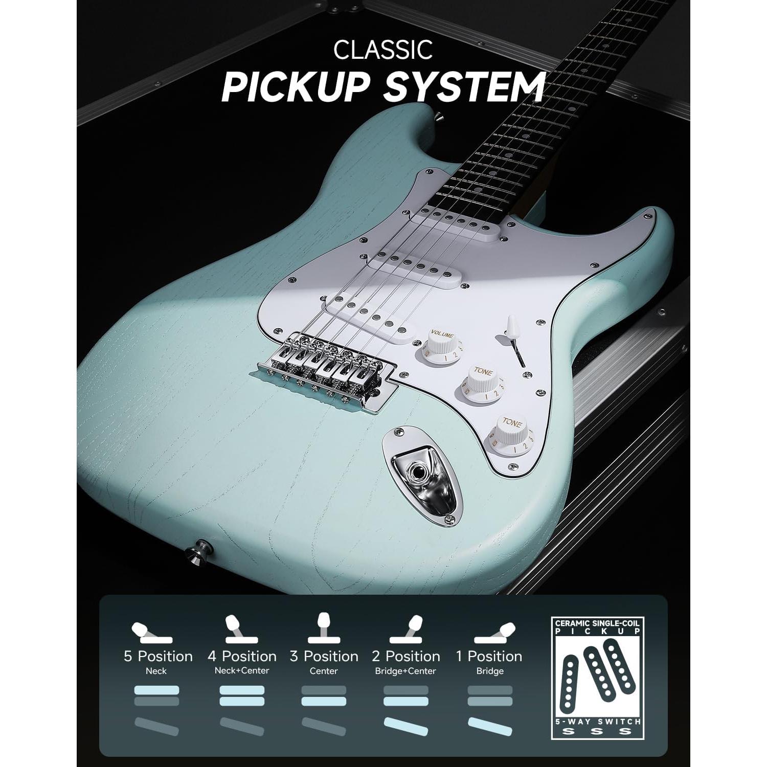 Guitarra Eléctrica Donner DST-80 Verde Surf 39" Kit Completo