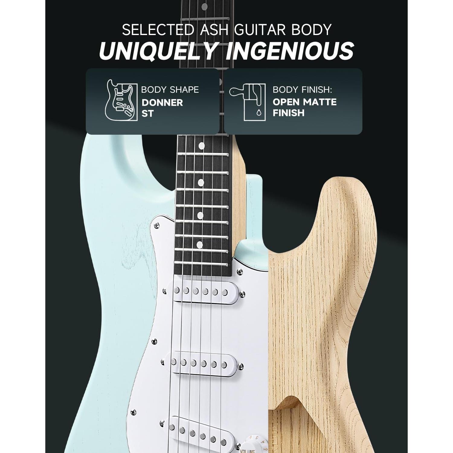 Guitarra Eléctrica Donner DST-80 Verde Surf 39" Kit Completo