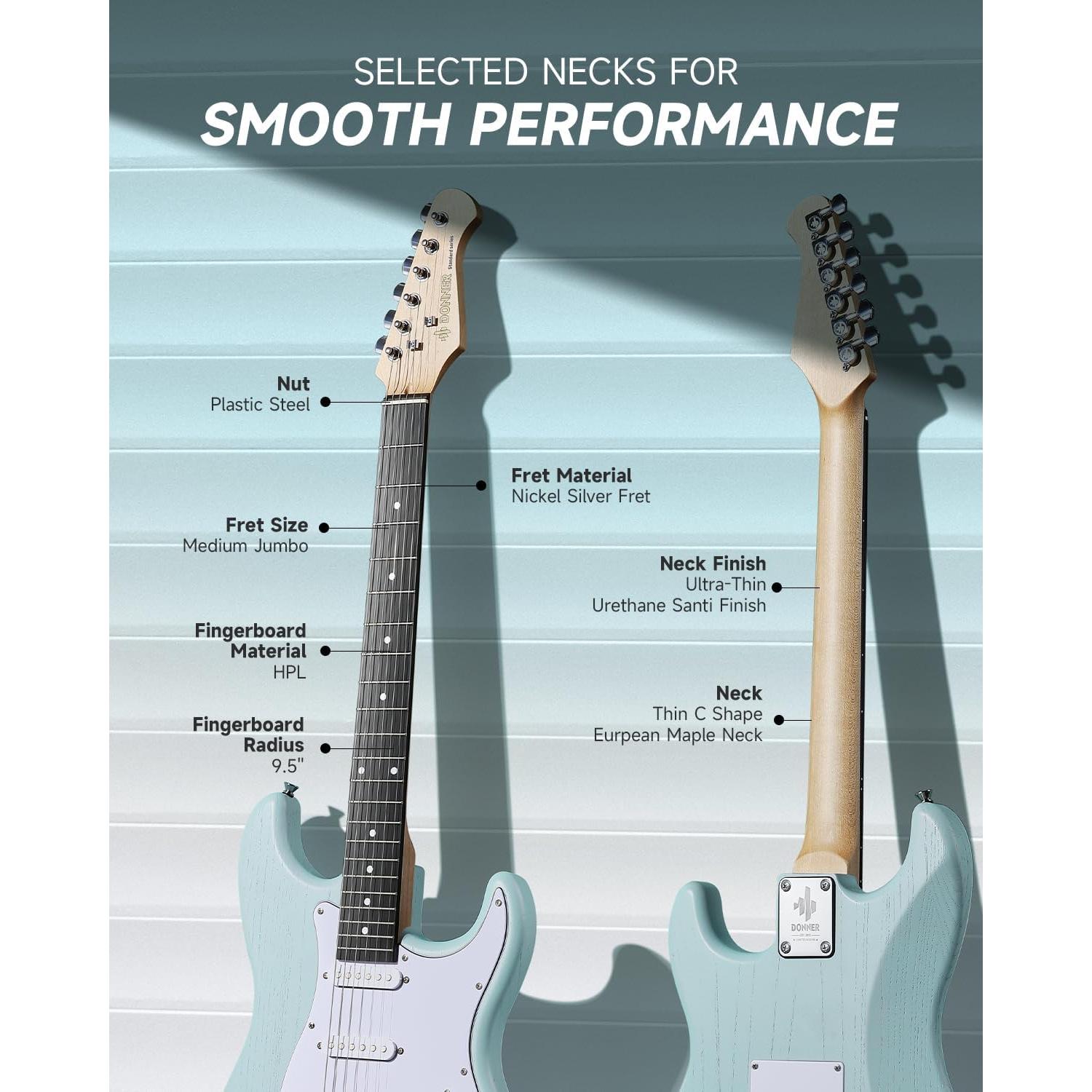 Guitarra Eléctrica Donner DST-80 Verde Surf 39" Kit Completo