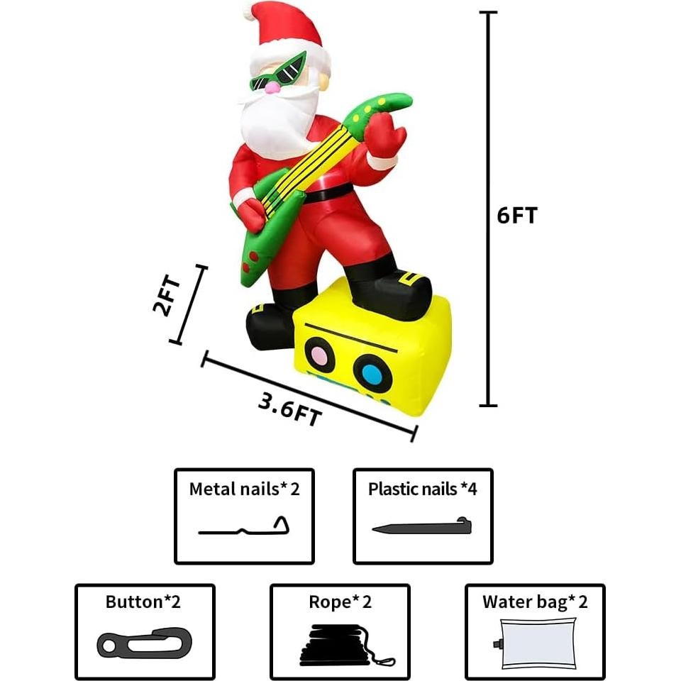 Decoración Inflable Navidad KOOY Santa Guitarrista 1.06kg