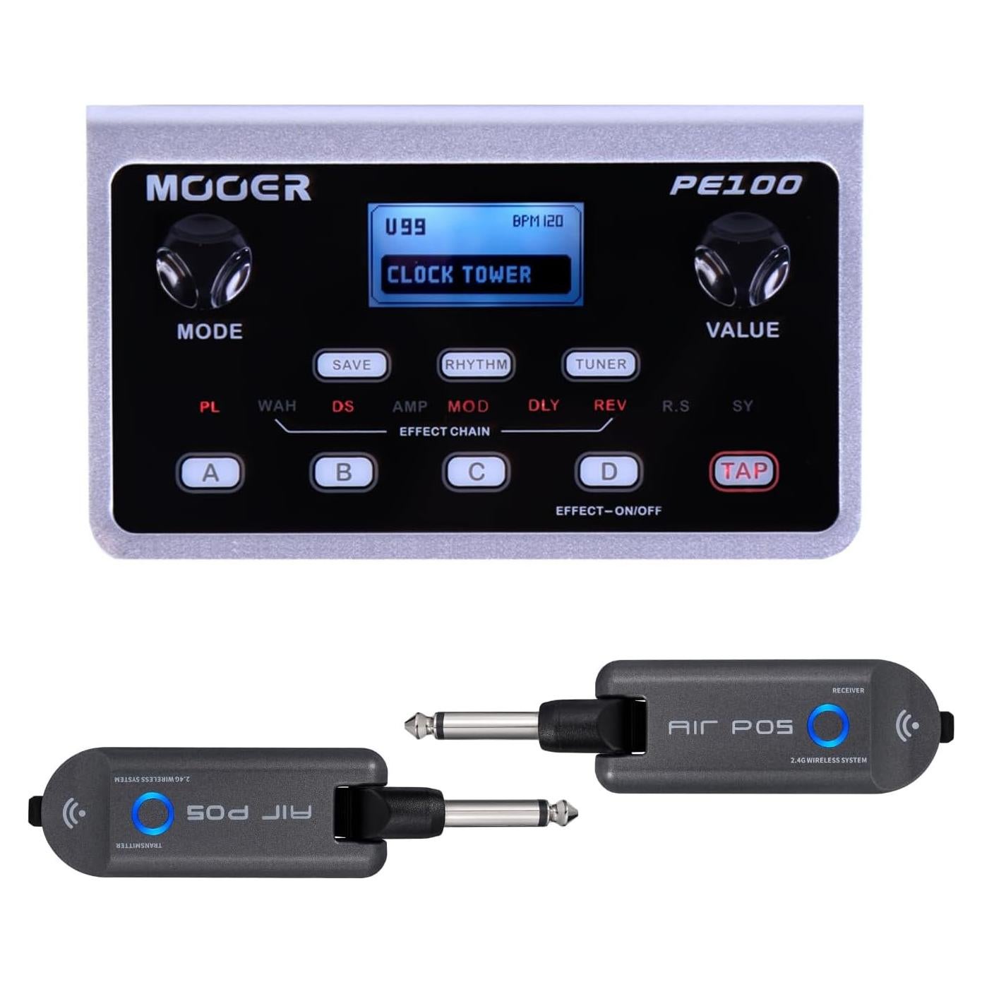 Pedal de Efectos MOOER PE100 para Guitarra con 198 Presets