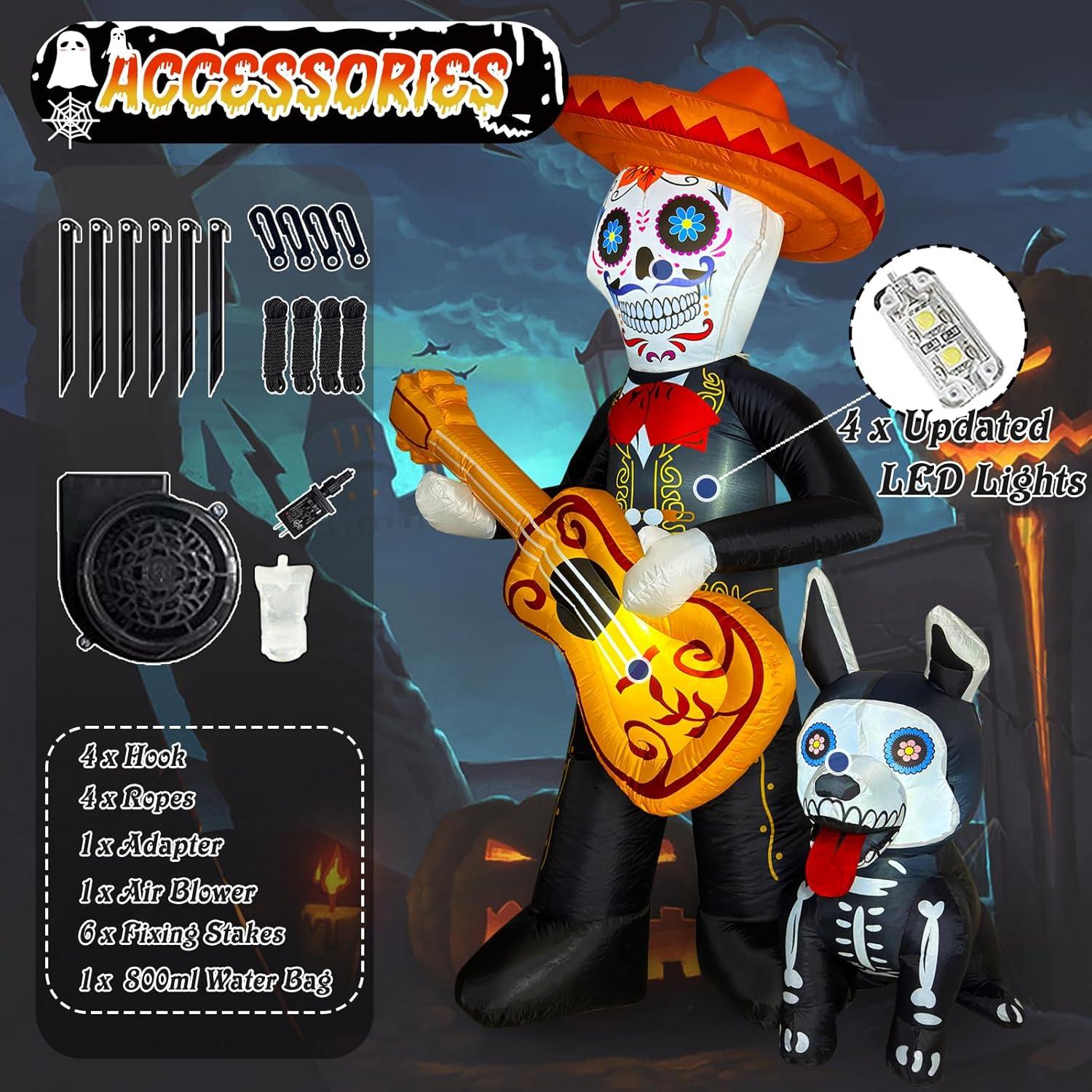 Decoración Inflable Halloween 1.8m Intexflatable Guitarra Calavera