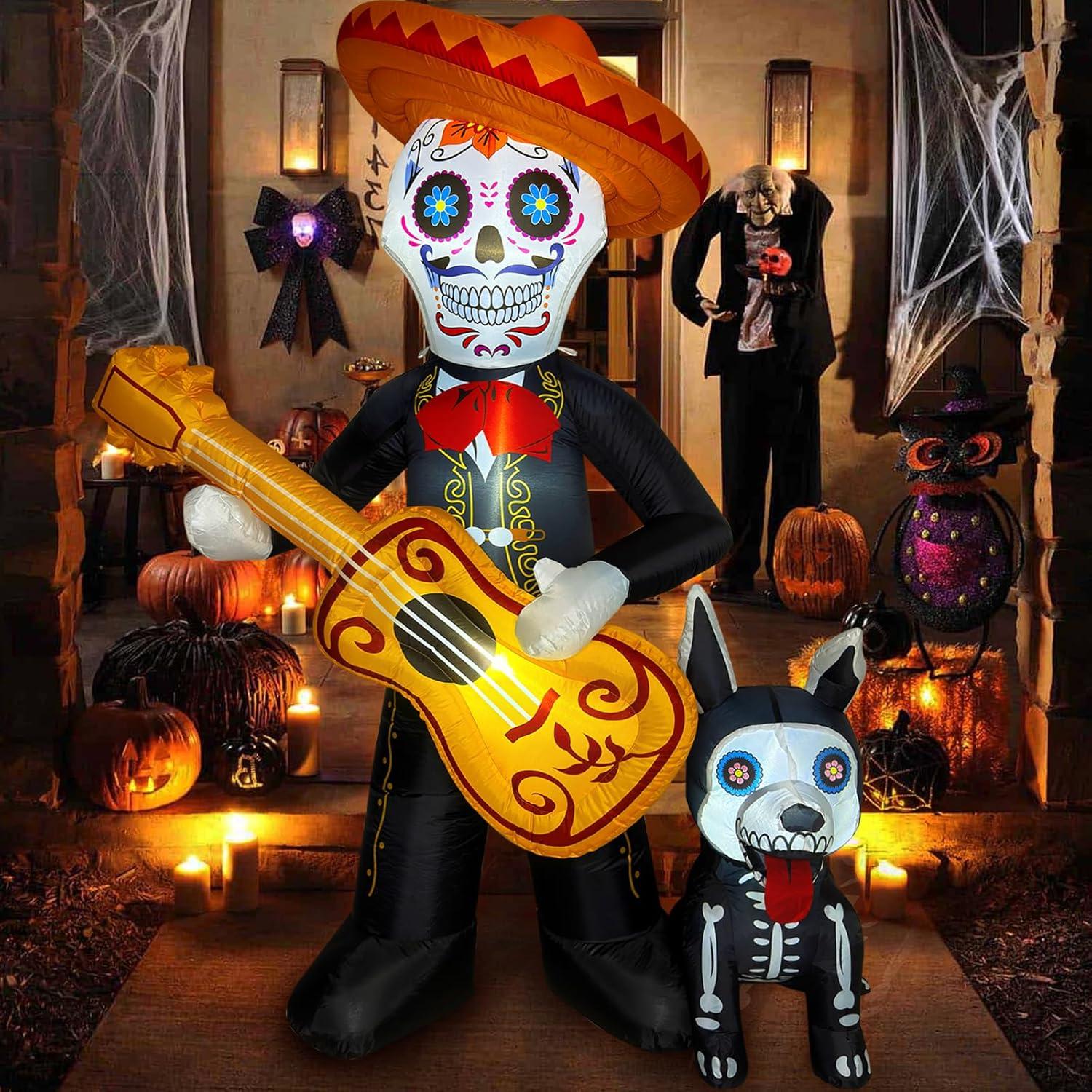 Decoración Inflable Halloween 1.8m Intexflatable Guitarra Calavera