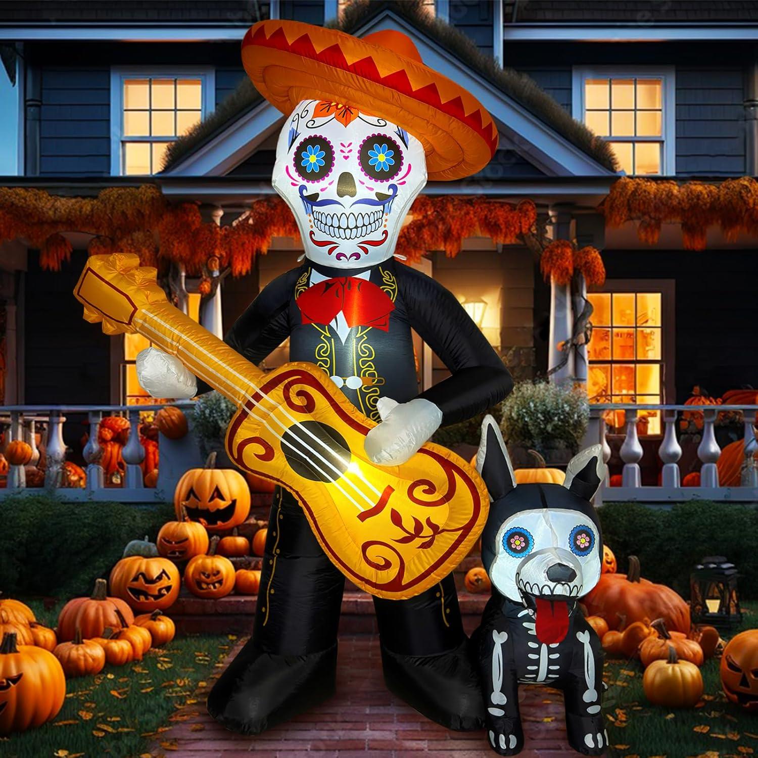 Decoración Inflable Halloween 1.8m Intexflatable Guitarra Calavera