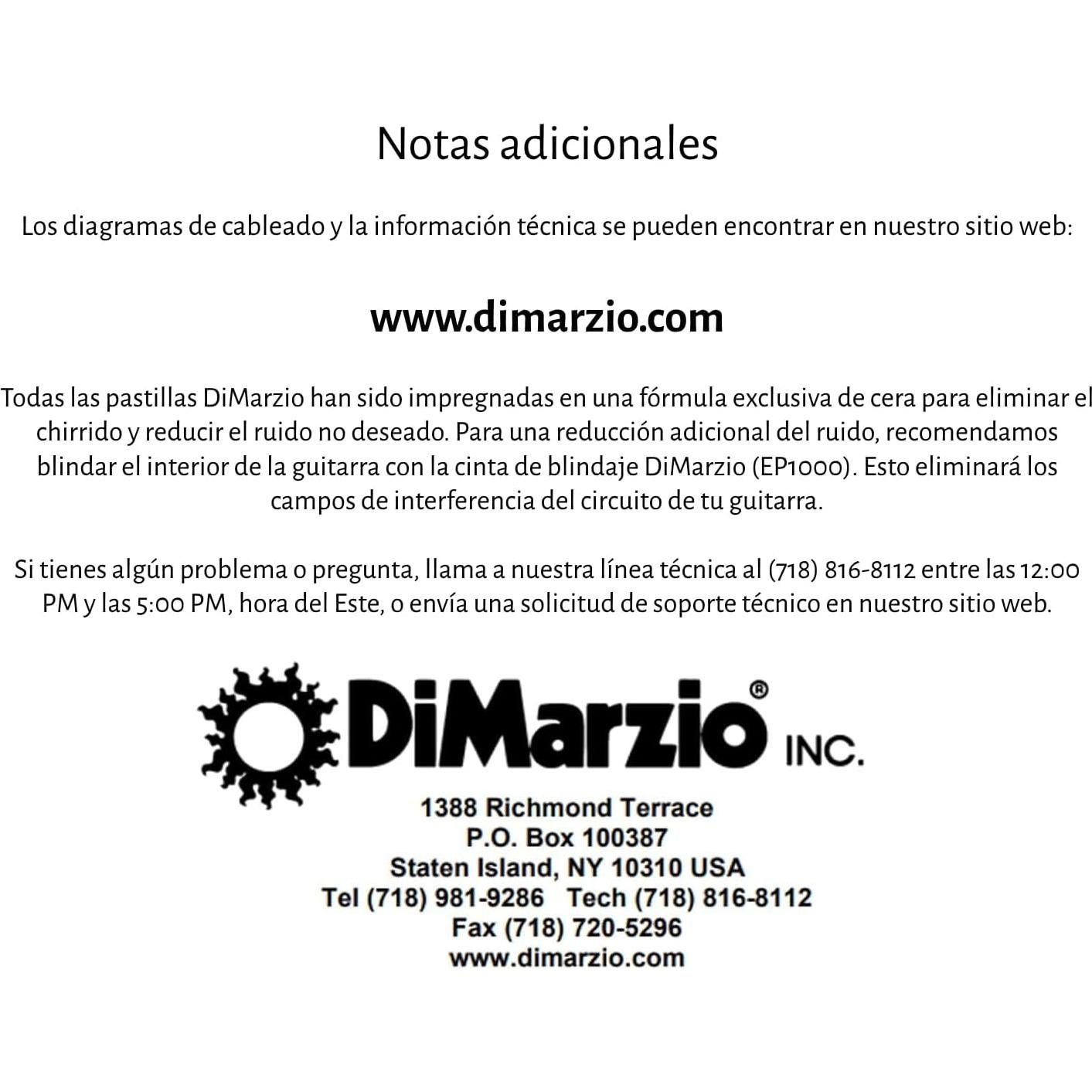 Pickup DiMarzio DP180 W Blanco para Guitarra 6 Cuerdas