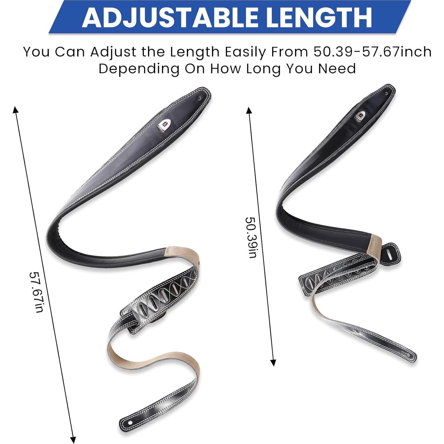 Correa de guitarra de cuero YUEKO con almohadilla 12mm