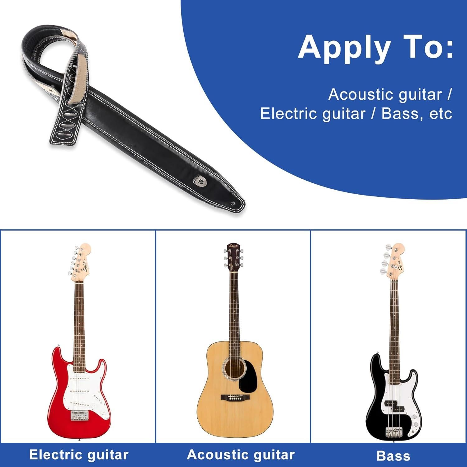 Correa de guitarra de cuero YUEKO con almohadilla 12mm