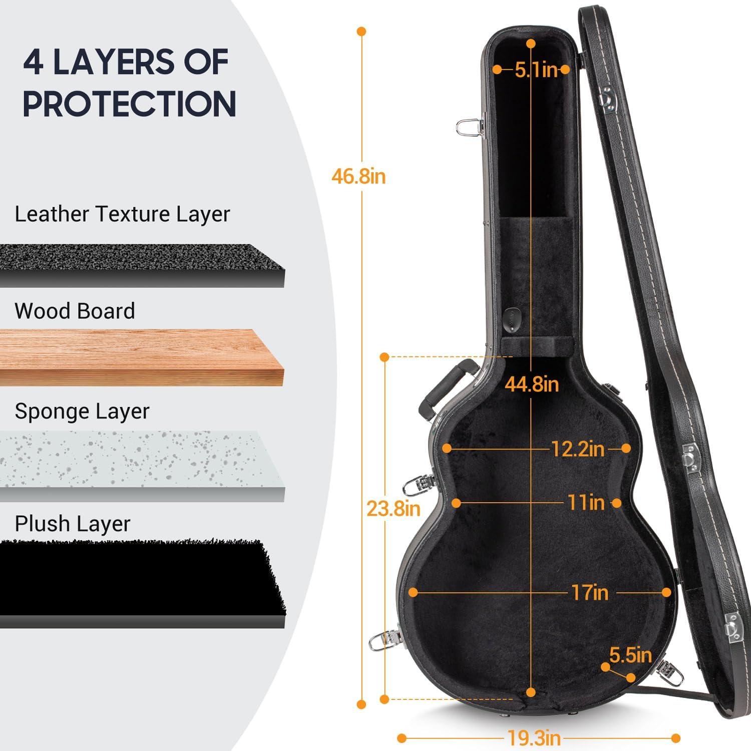 CAHAYA Guitar Cases Hard Shell for Acoustic Guitars 42 Inch Acoustic Guitar Hard Shell Case with Key Anti-shock Waterproof Travel Guitar Bag for Air Consignment CY0241