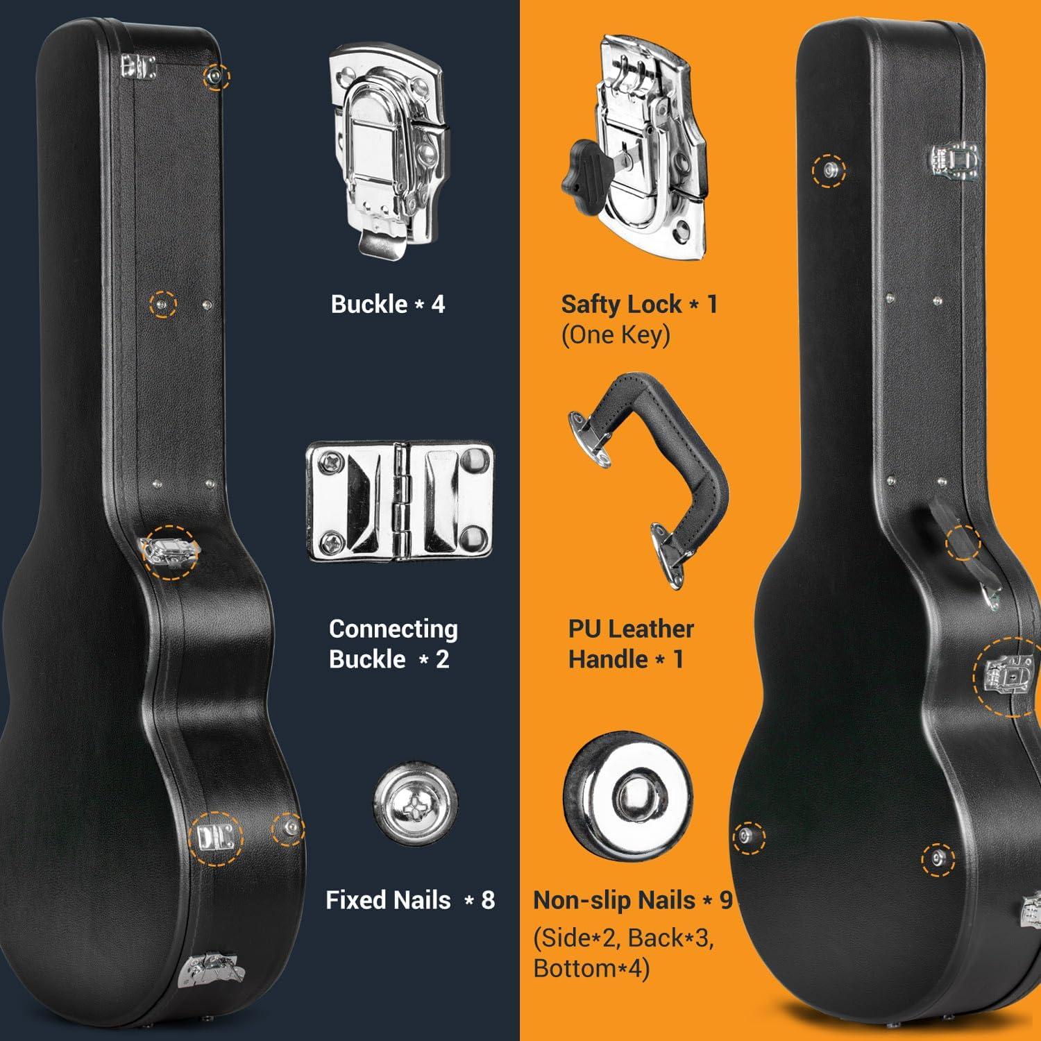 CAHAYA Guitar Cases Hard Shell for Acoustic Guitars 42 Inch Acoustic Guitar Hard Shell Case with Key Anti-shock Waterproof Travel Guitar Bag for Air Consignment CY0241