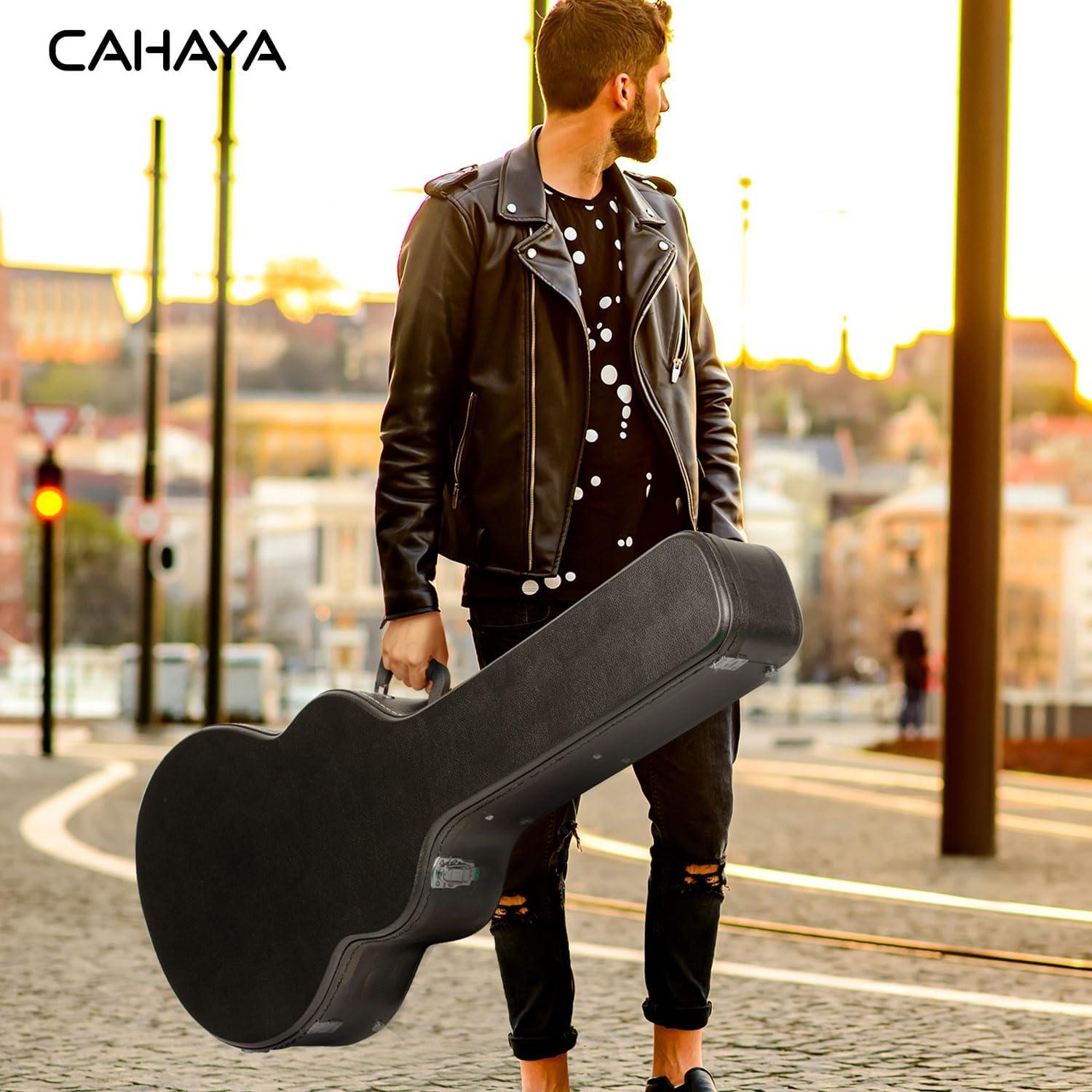 CAHAYA Guitar Cases Hard Shell for Acoustic Guitars 42 Inch Acoustic Guitar Hard Shell Case with Key Anti-shock Waterproof Travel Guitar Bag for Air Consignment CY0241