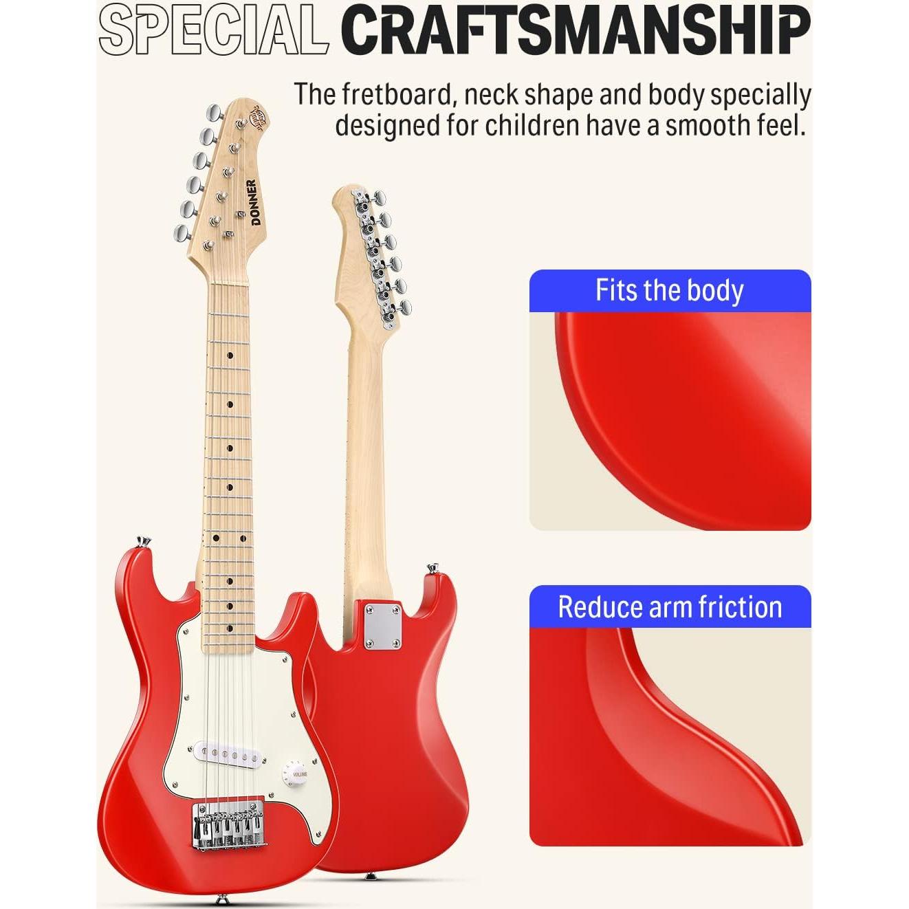 Guitarra Eléctrica Infantil Donner ST 30" Roja para Principiantes